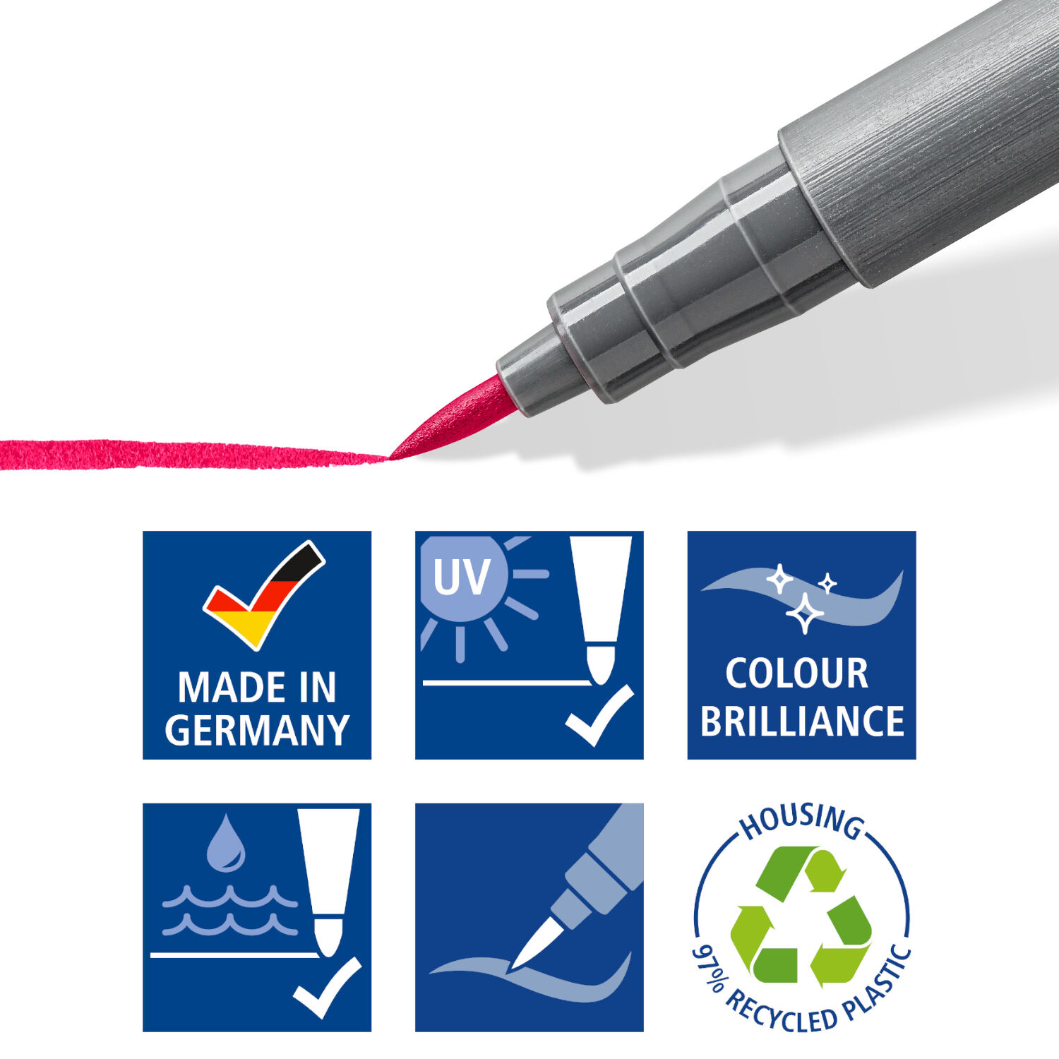 NEU Staedtler Pigment Brush Pen Set, Reds & Pinks, 6 Stifte Bild 3