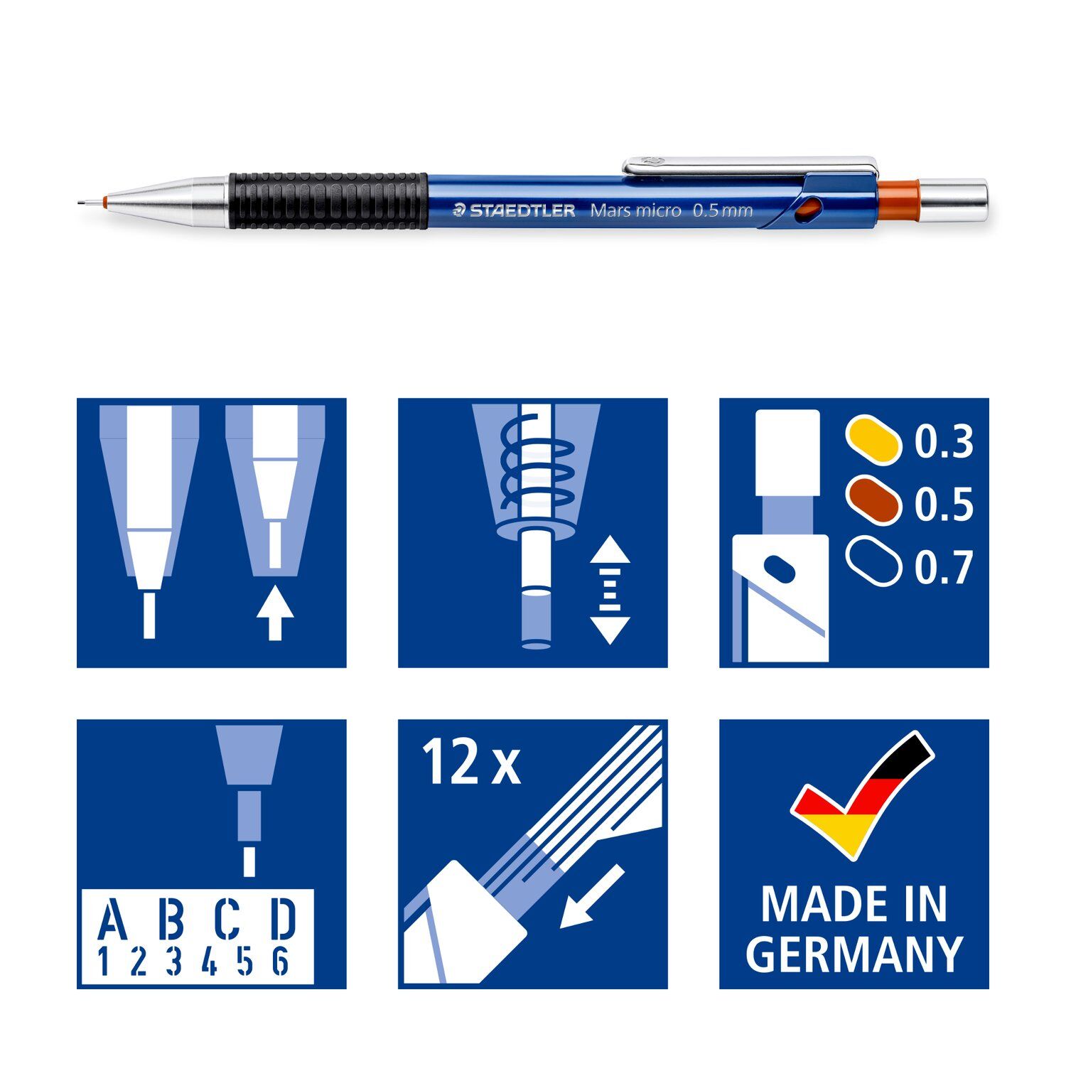 Staedtler 3er-Set Druckbleistift Mars micro, sortierte Linienbreiten Bild 4