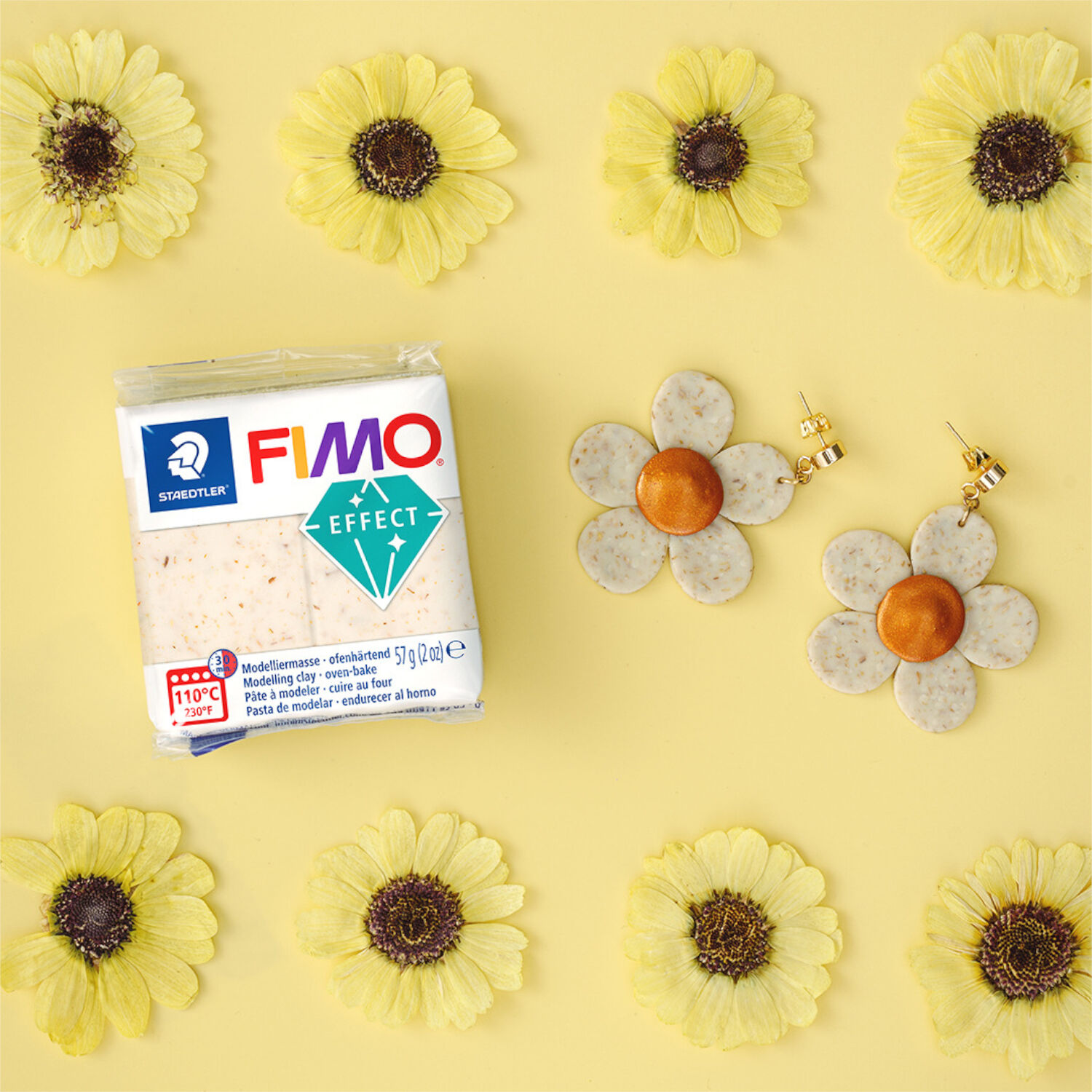NEU Fimo Effect 57g, Botanical Sonnenblume Gelb Bild 3