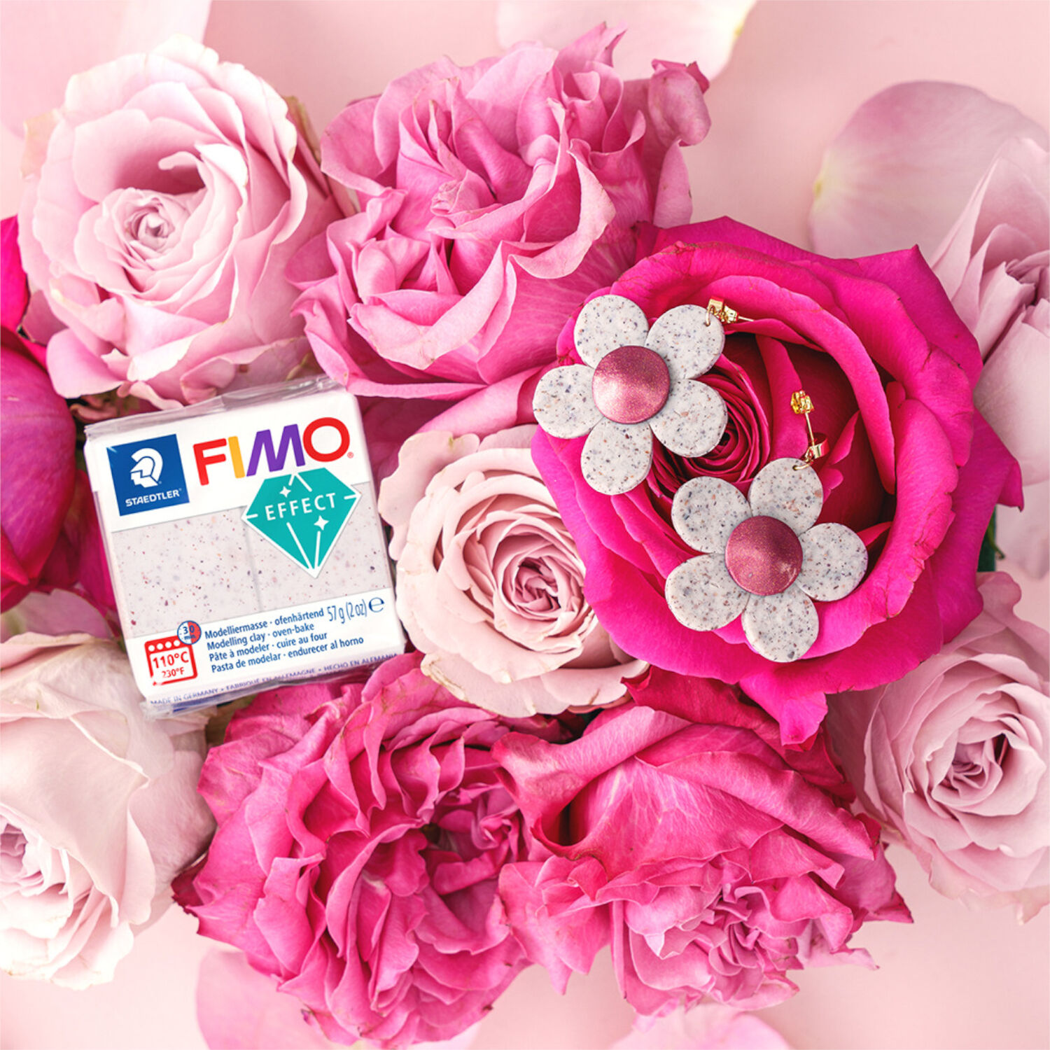NEU Fimo Effect 57g, Botanical Rose Rosa Bild 3