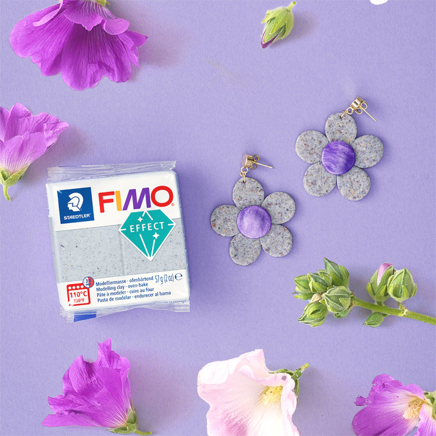 NEU Fimo Effect 57g, Botanical Malve Lila Bild 3