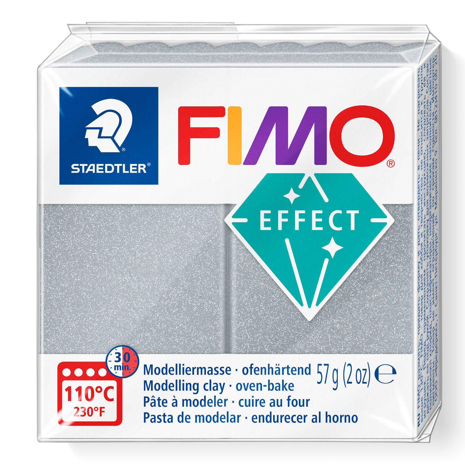 NEU Fimo Effect 57g, Silber-Metallic