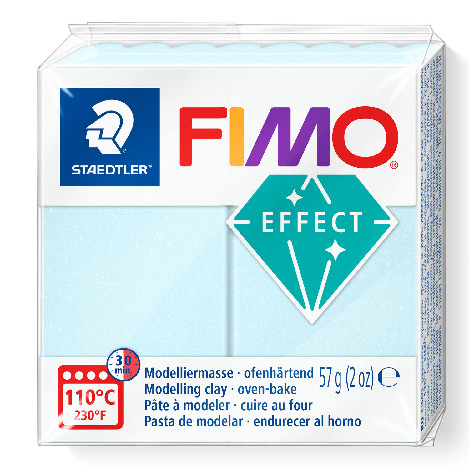 SALE Fimo Effect Edelstein, 57g, Eiskristallblau