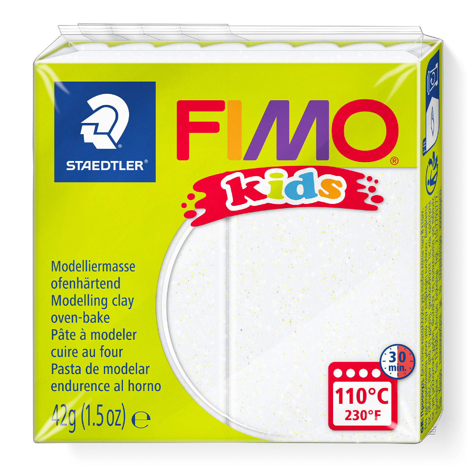 Fimo kids 42g, Glitter Wei