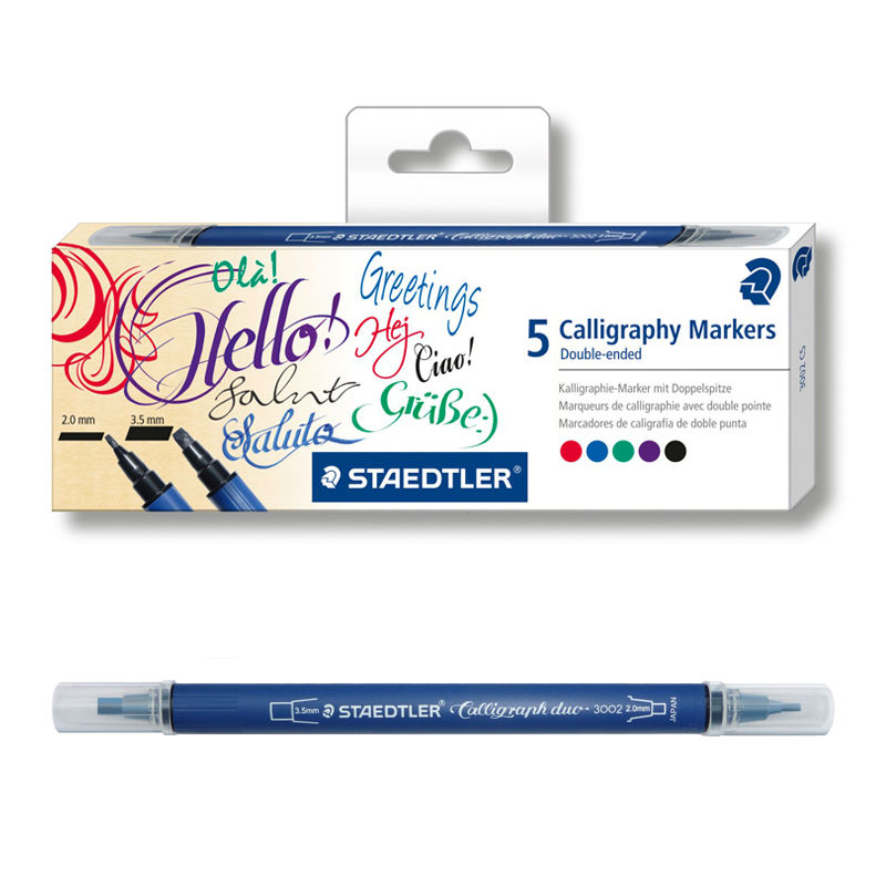 Kalligraphie -Doppelmarkerset, 5 Farben