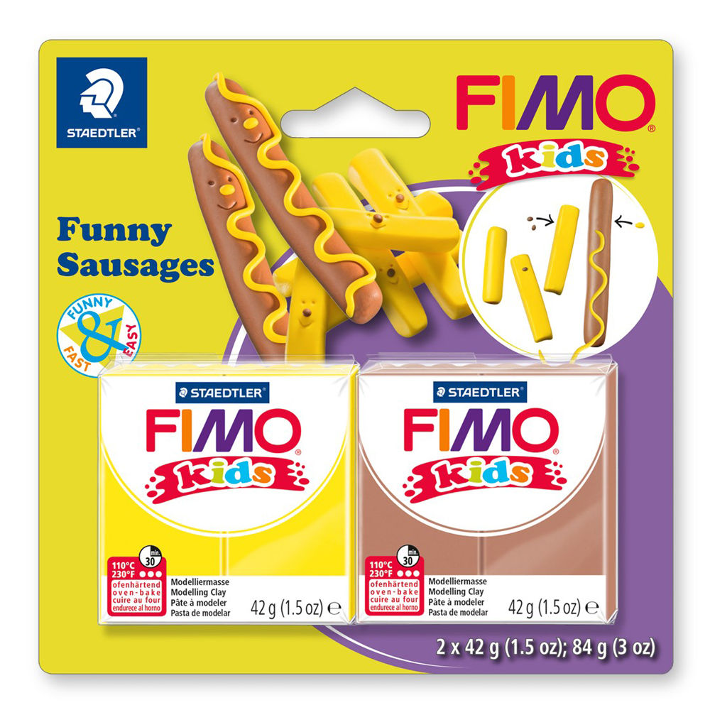 Fimo Kids Funny Kits Wurst mit Pommes 2 Blöcke weiches ofenhärtendes Knetgummi 