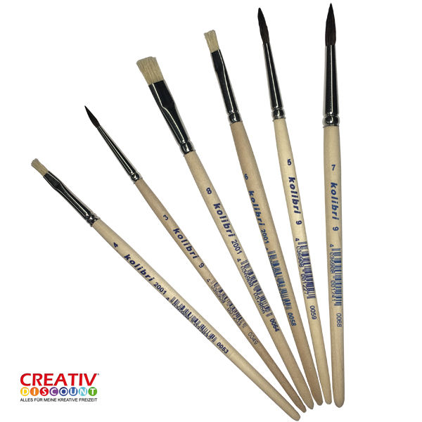 SALE Kolibri Pinsel-Set Schule & Hobby, 6 Stck