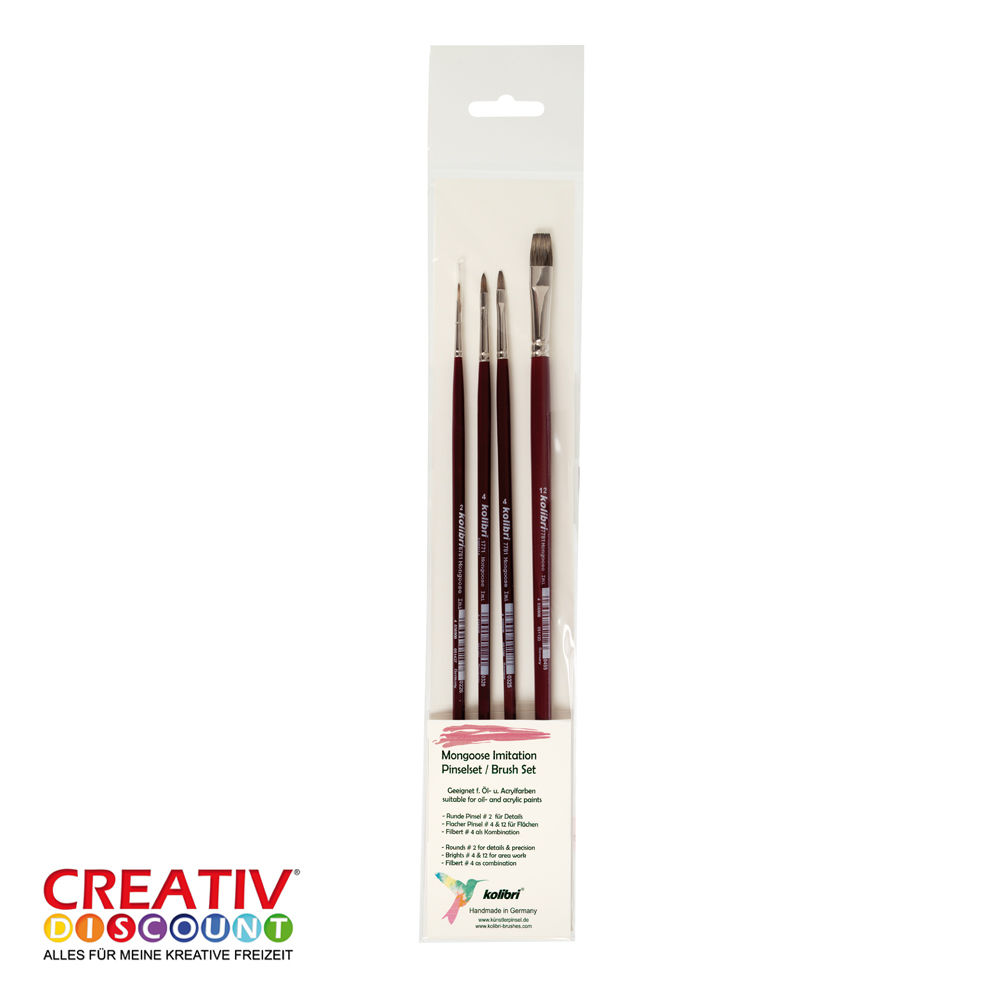 SALE Mongoose Imitation Pinselset, 4- teillig