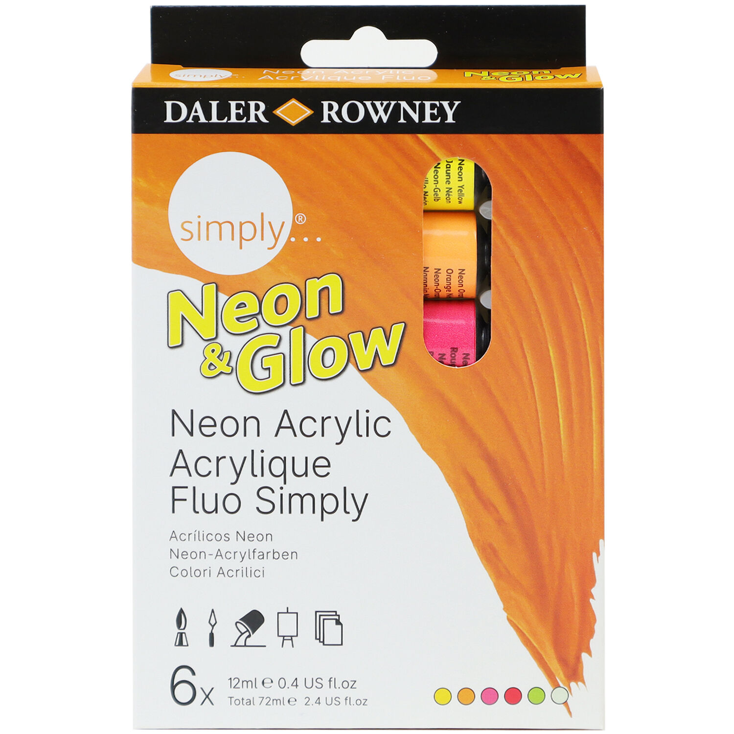 NEU Simply Acrylfarben Set Neon & Glow, 6 x 12ml