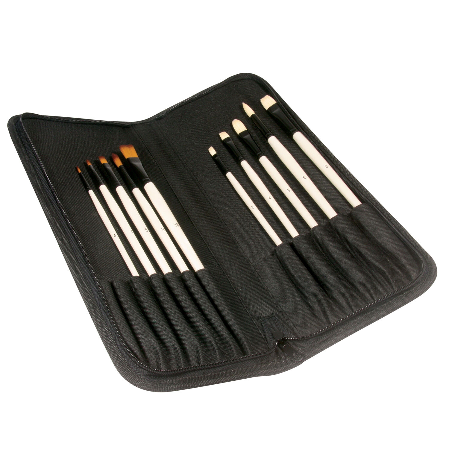 NEU GRADUATE Pinselset Acryl- & lfarben mit 10 Pinsel, Langstielig, Nylontasche Bild 2