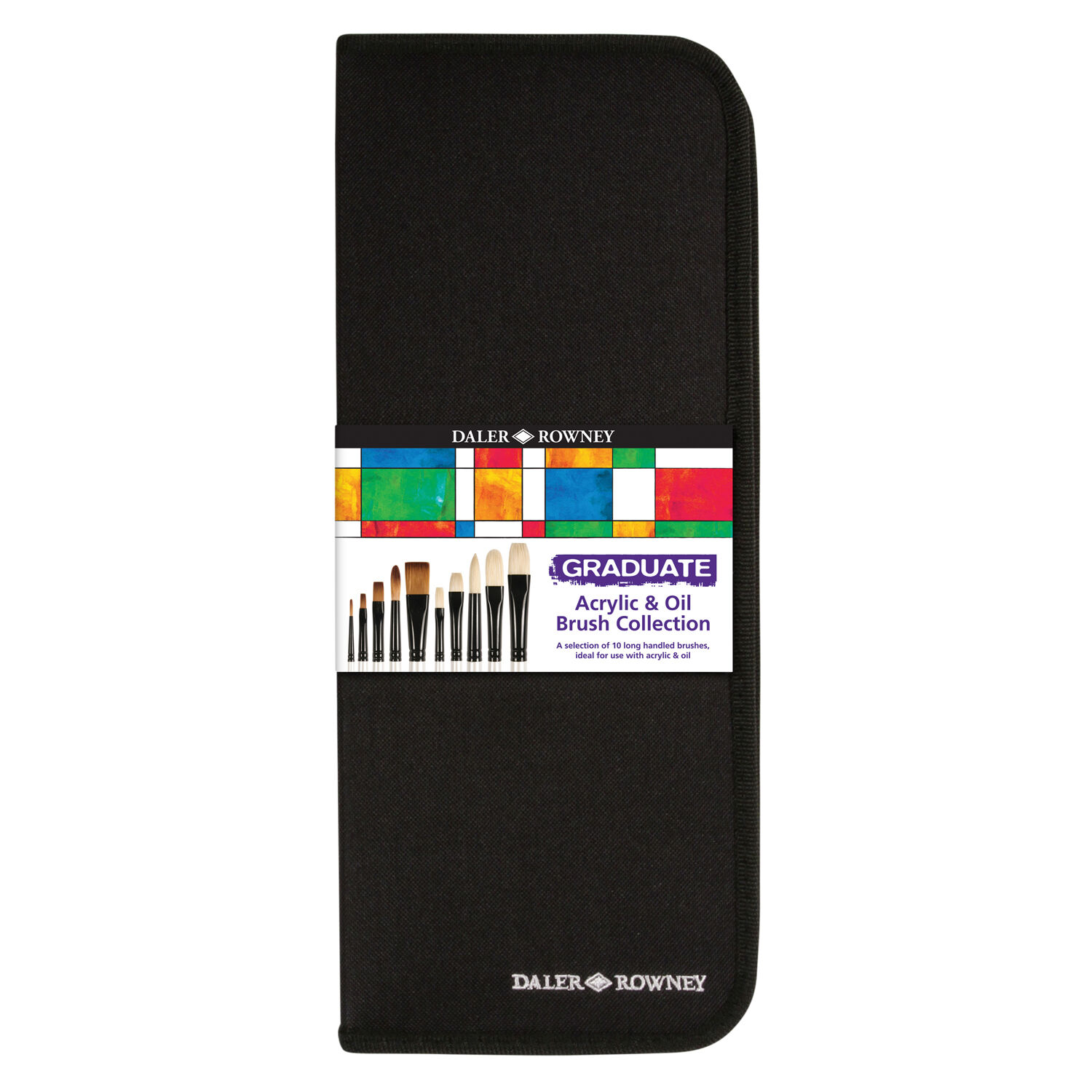 NEU GRADUATE Pinselset Acryl- & lfarben mit 10 Pinsel, Langstielig, Nylontasche