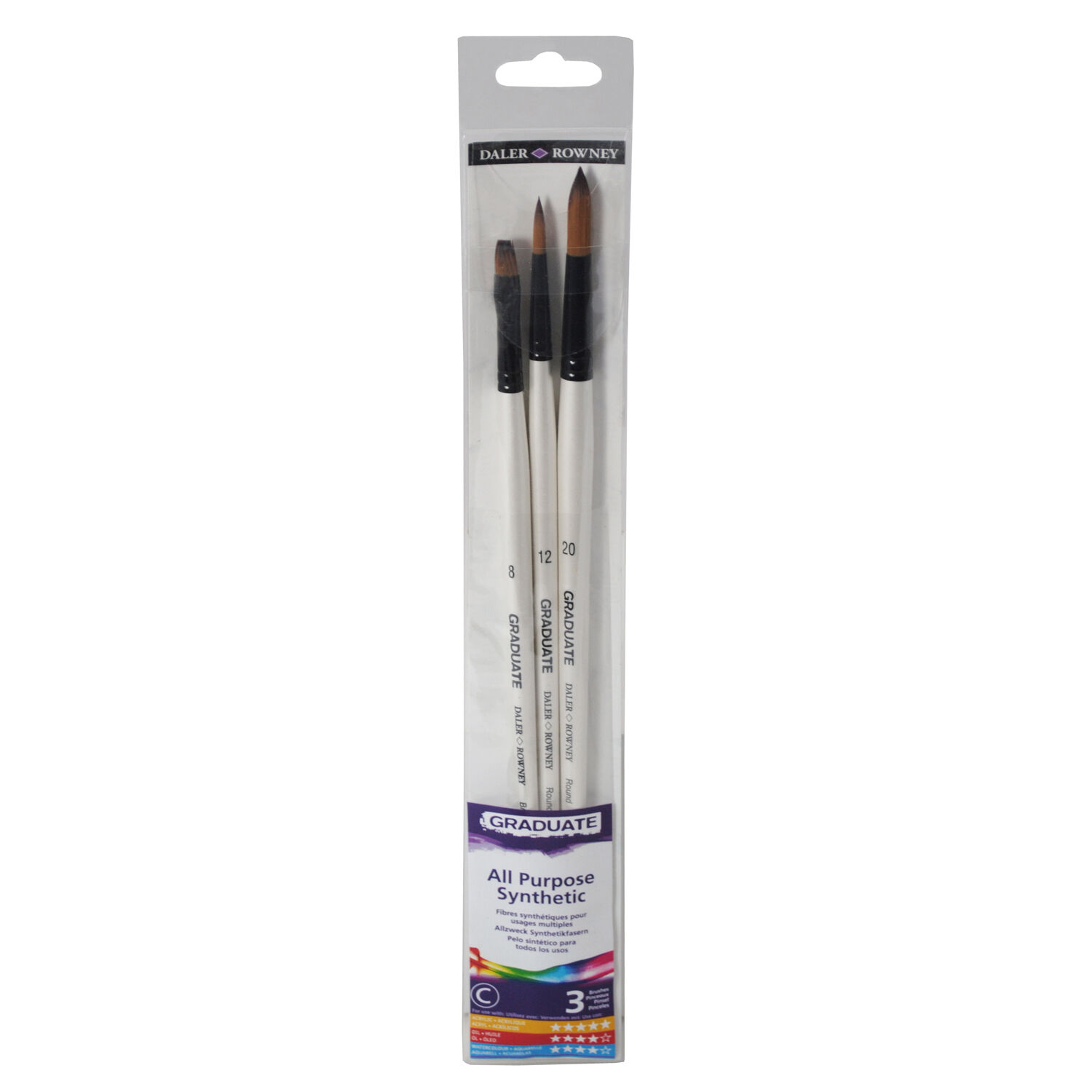 NEU GRADUATE Pinselset, langsteilig, 3 Synthetikpinsel