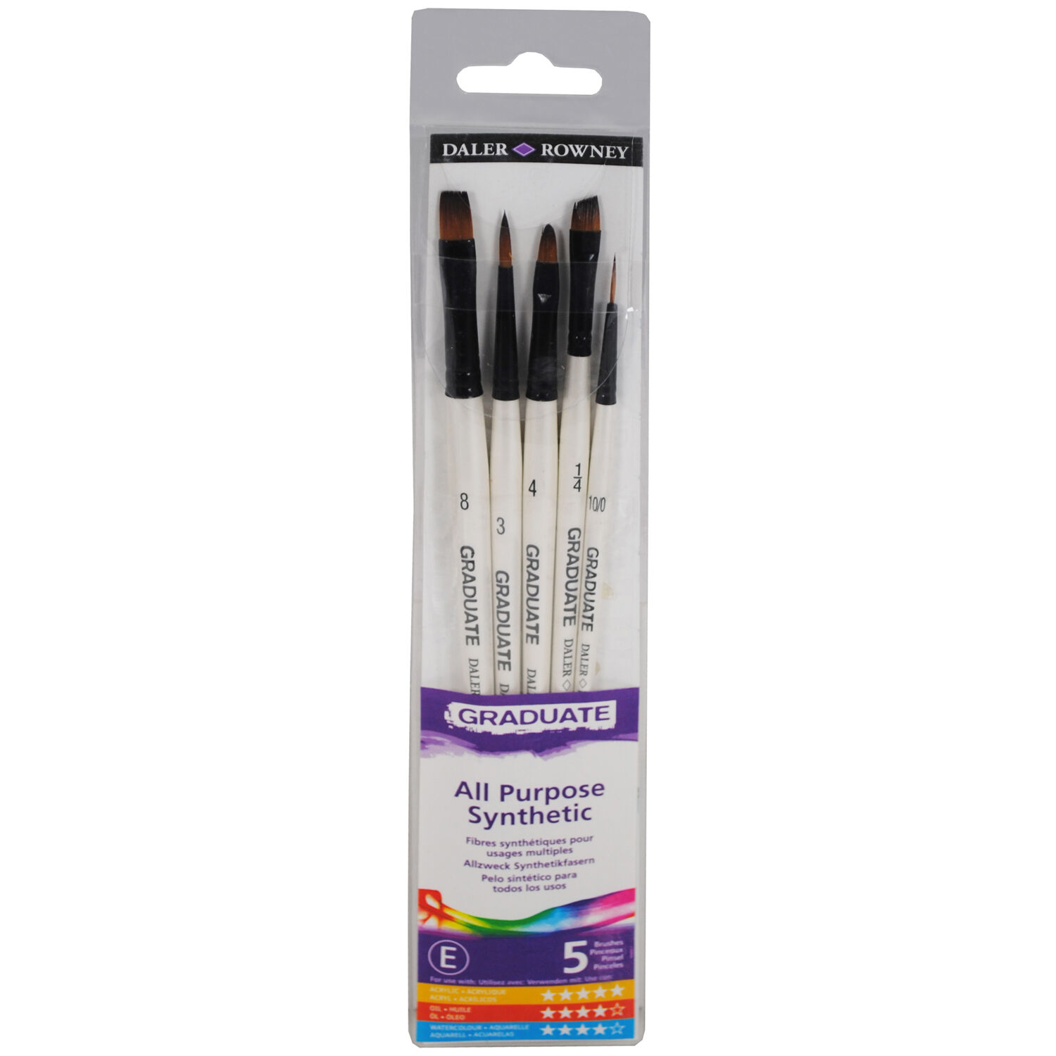NEU GRADUATE Pinselset Synthetik, kurzstielig, 5 Synthetikpinsel