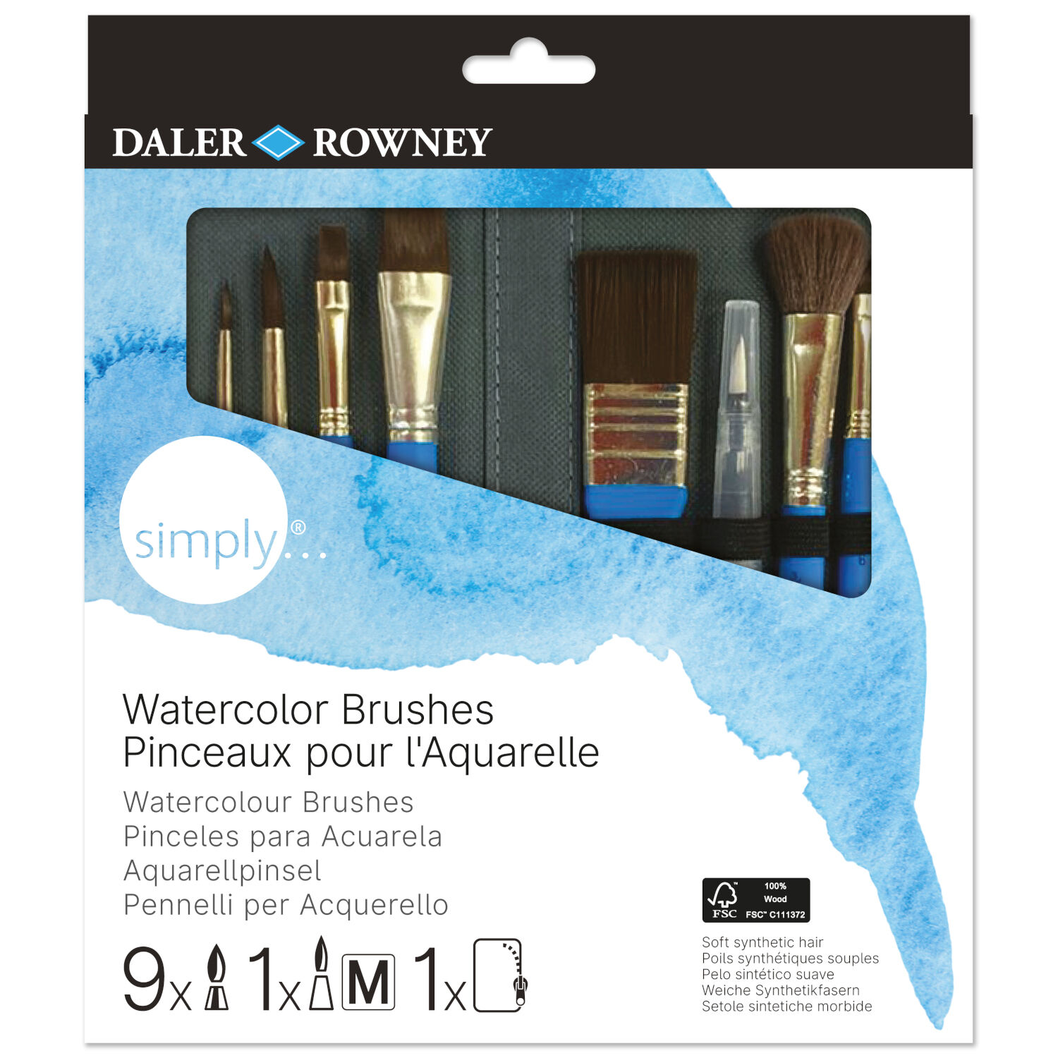NEU Simply Aquarellpinsel Set mit 10 Pinseln, Nylontasche