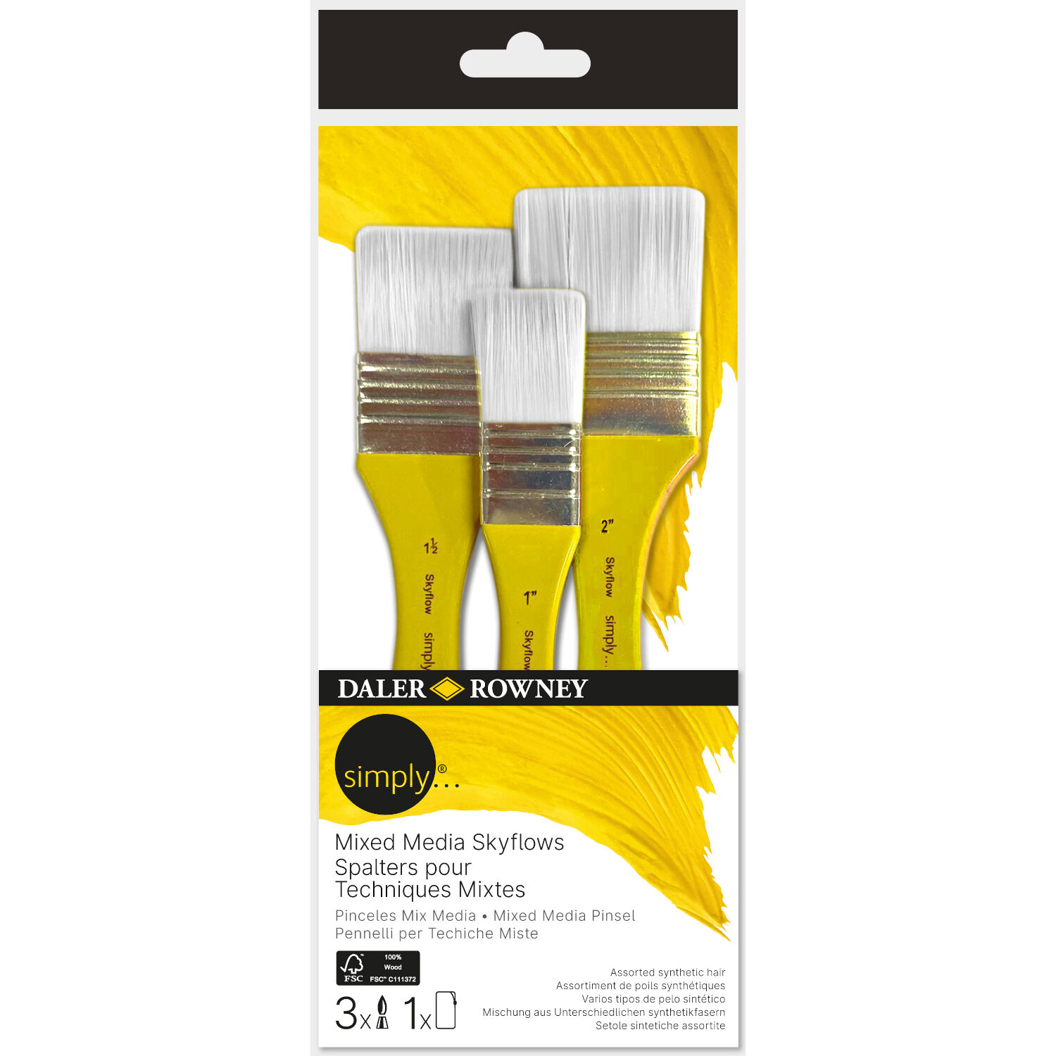 NEU Simply Mixed Media Pinsel Set mit 3 Pinseln, Skyflow