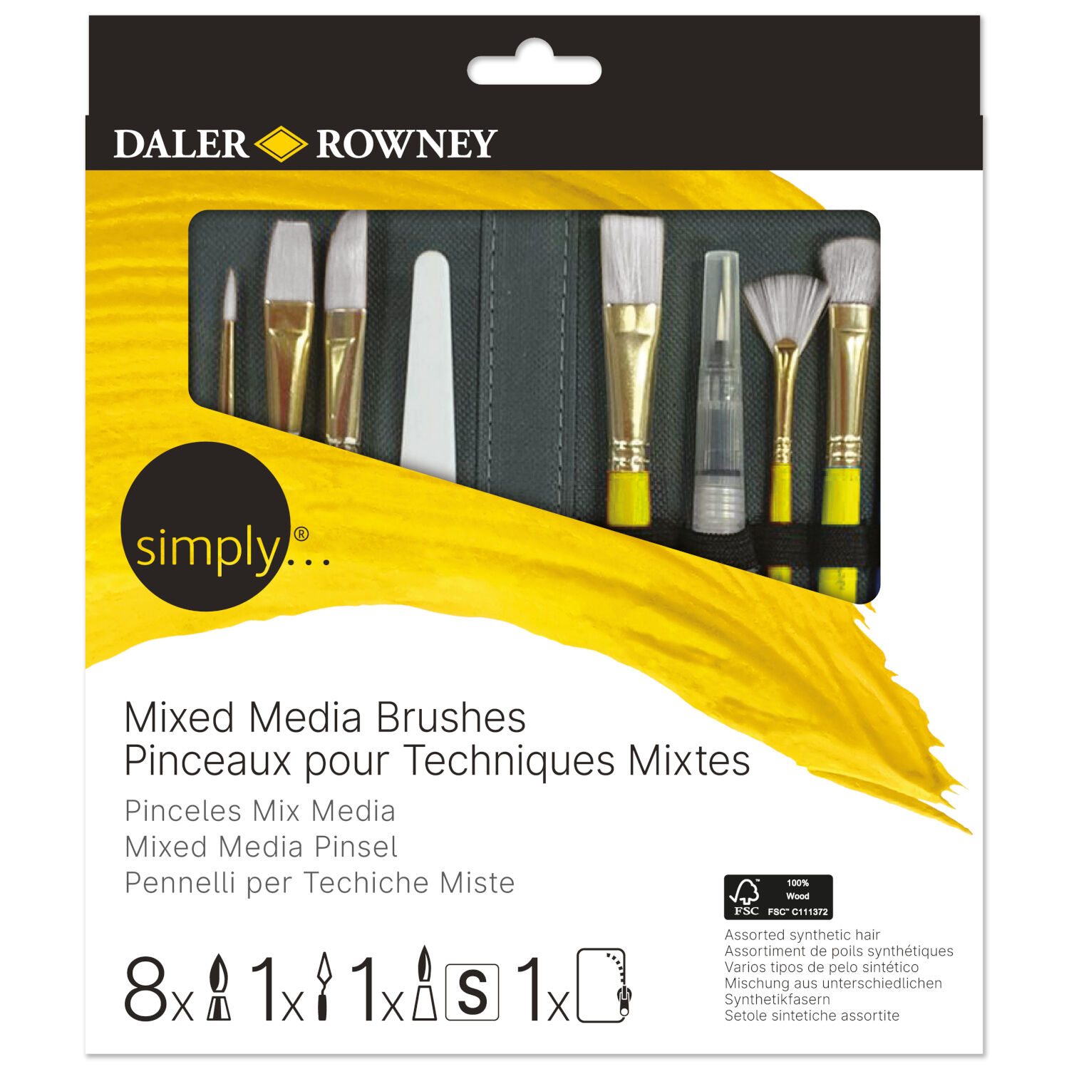NEU Simply Mixed Media Pinsel Set mit 10 Pinseln, Nylontasche