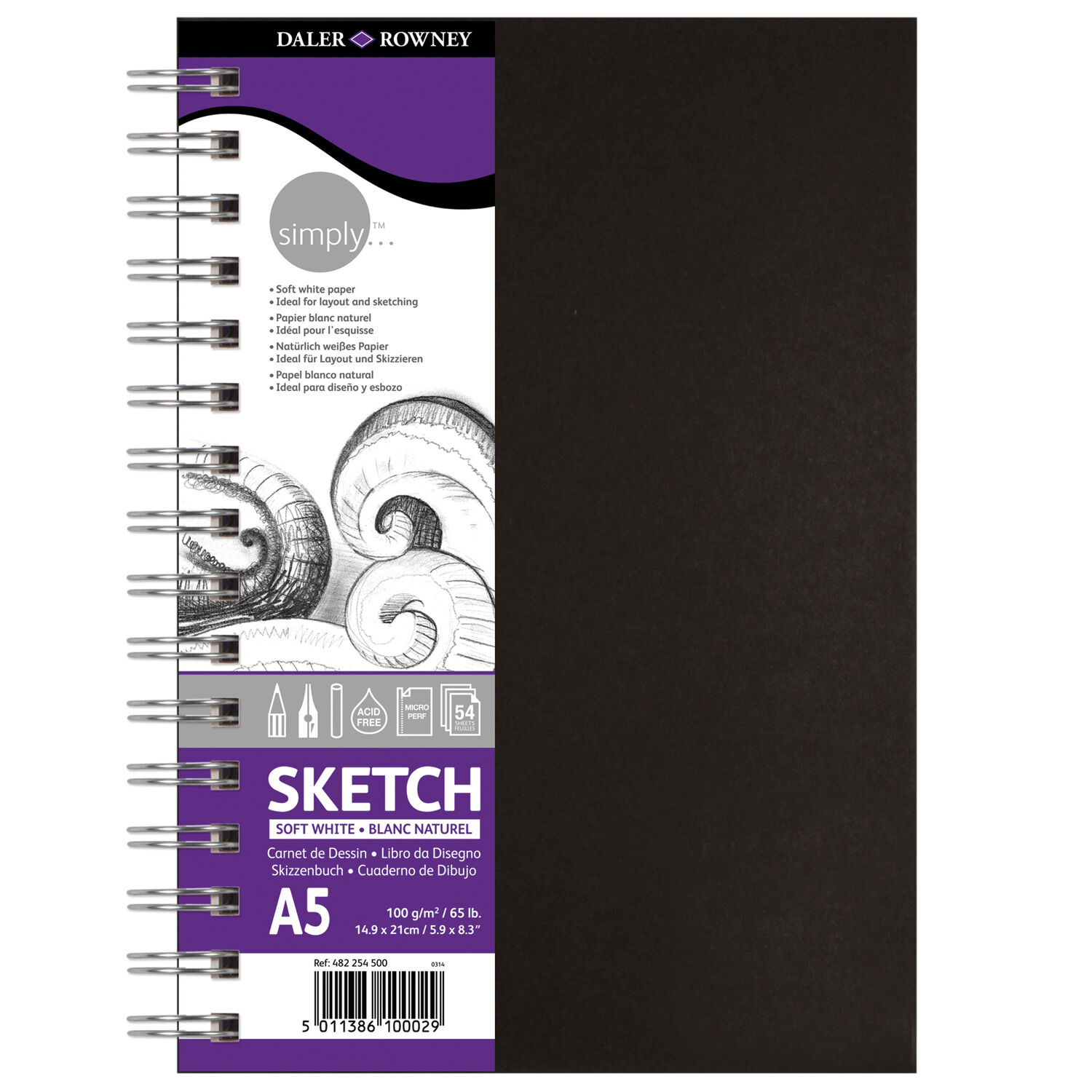 NEU Simply Spiral-Skizzenbuch, mikroperforiert  100 g/m, 54 Blatt, DIN A5