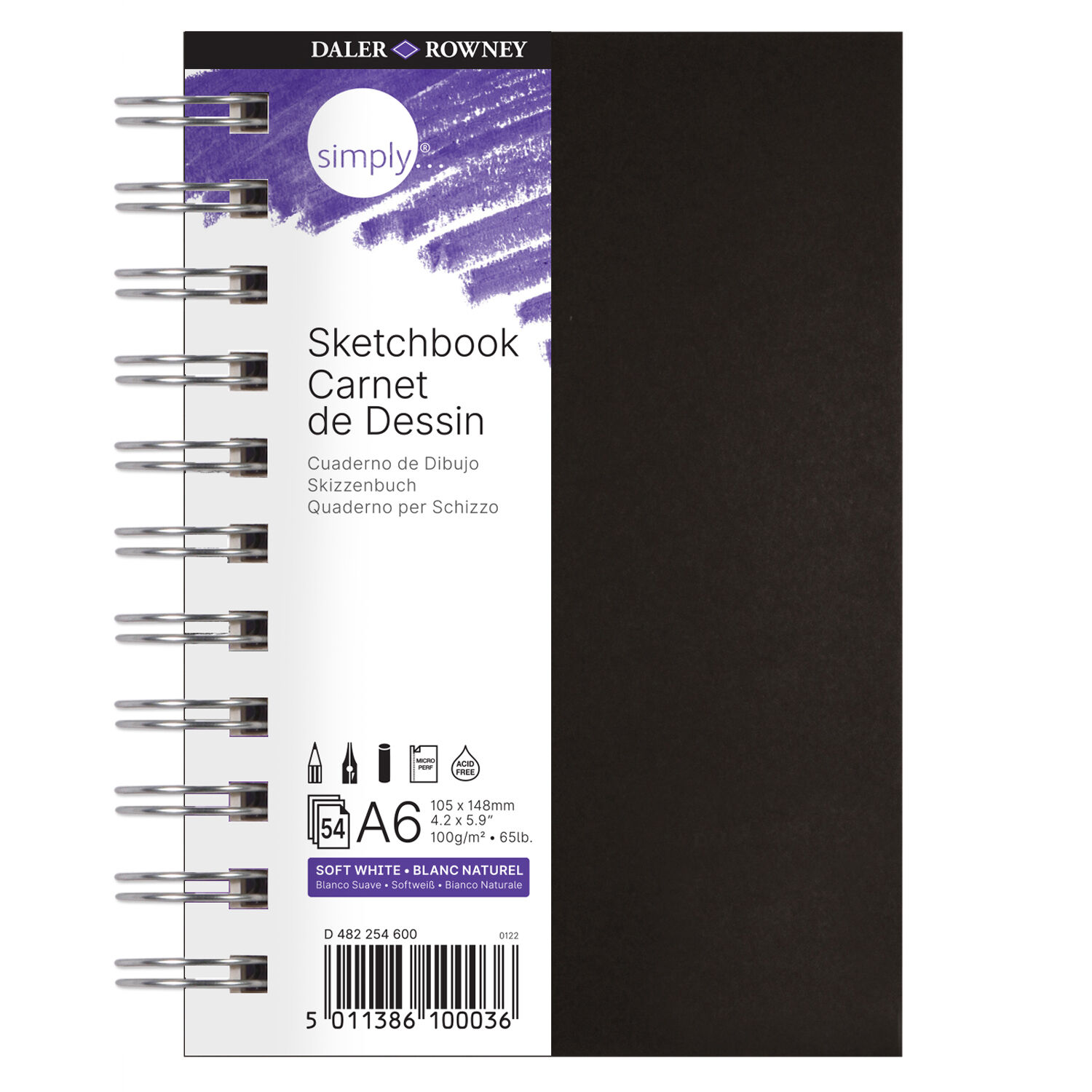 NEU Simply Spiral-Skizzenbuch, mikroperforiert  100 g/m, 54 Blatt, DIN A6