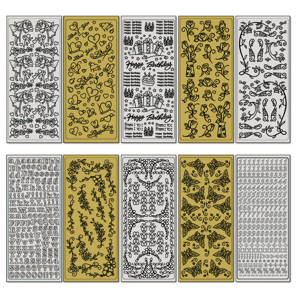 Relief-Sticker, Ganzjahres-Set, 10 Blatt