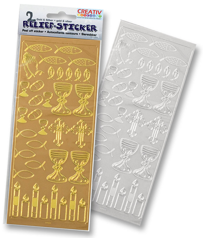 Relief-Sticker Kommunion / Konfirmation, 2 Blatt