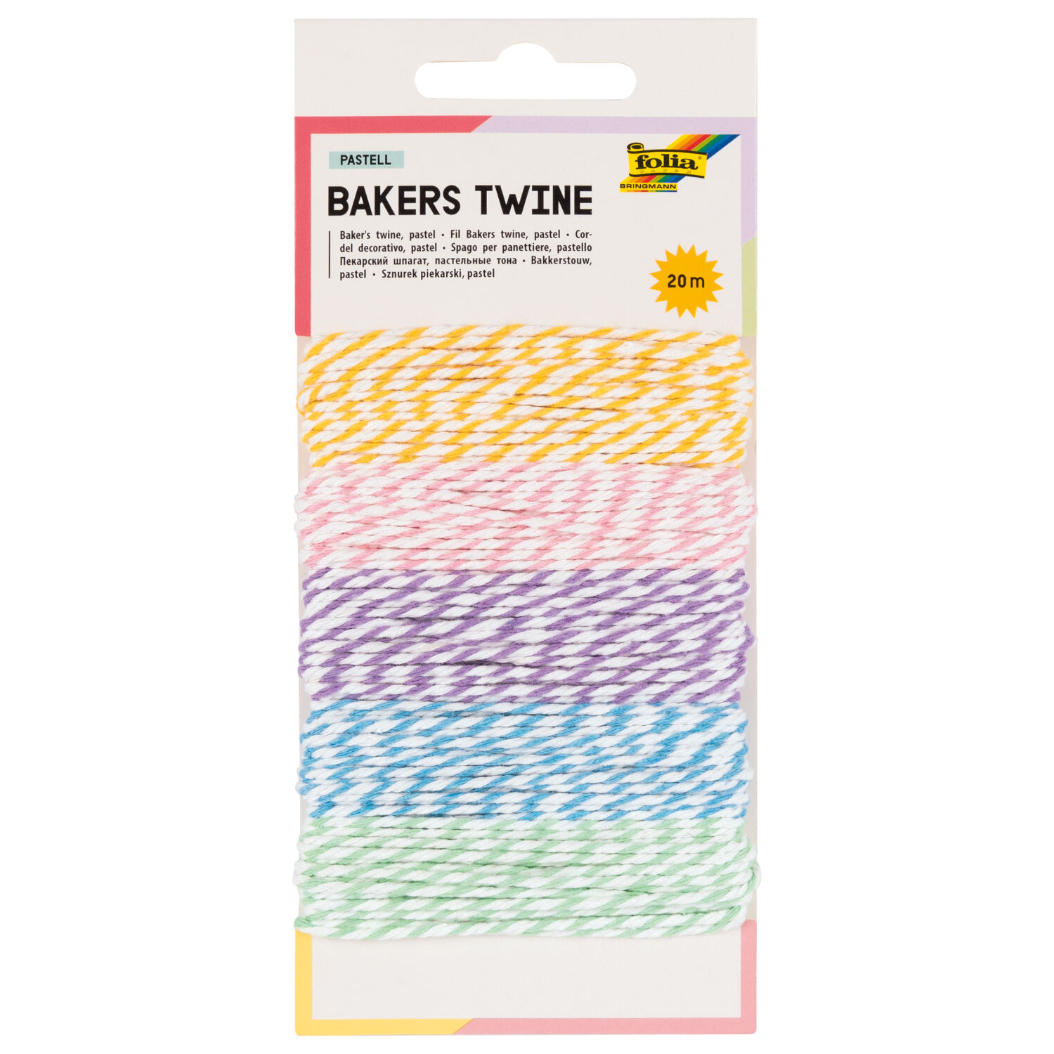 Dekokordel pastell, 20 Meter, 5 Farben