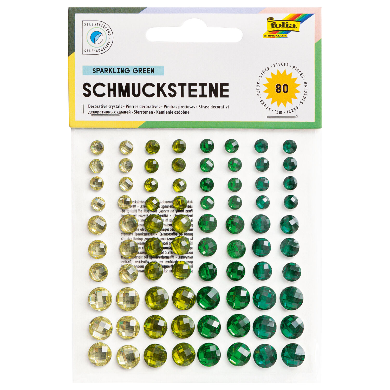 Schmucksteine selbstklebend, Sparkling Green, 80 Stk