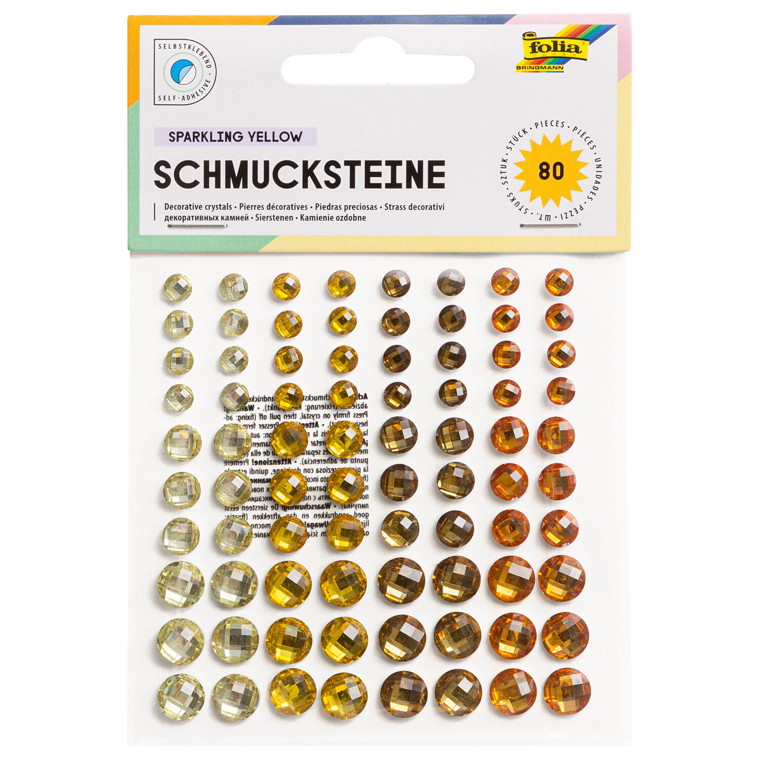 Schmucksteine selbstklebend, Sparkling Yellow, 80 Stk