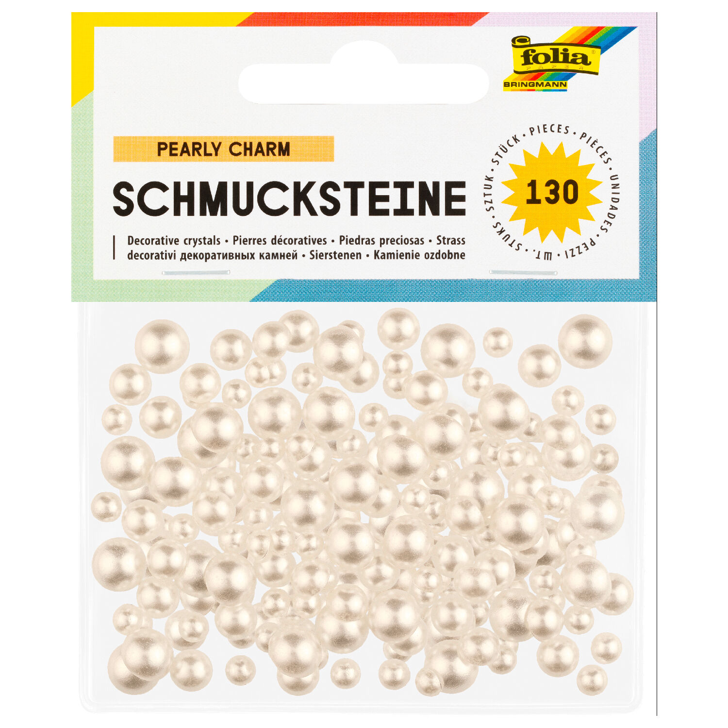 Schmucksteine Pearly Charm, 130 Stck, Perlmuttfarben, Gren sortiert
