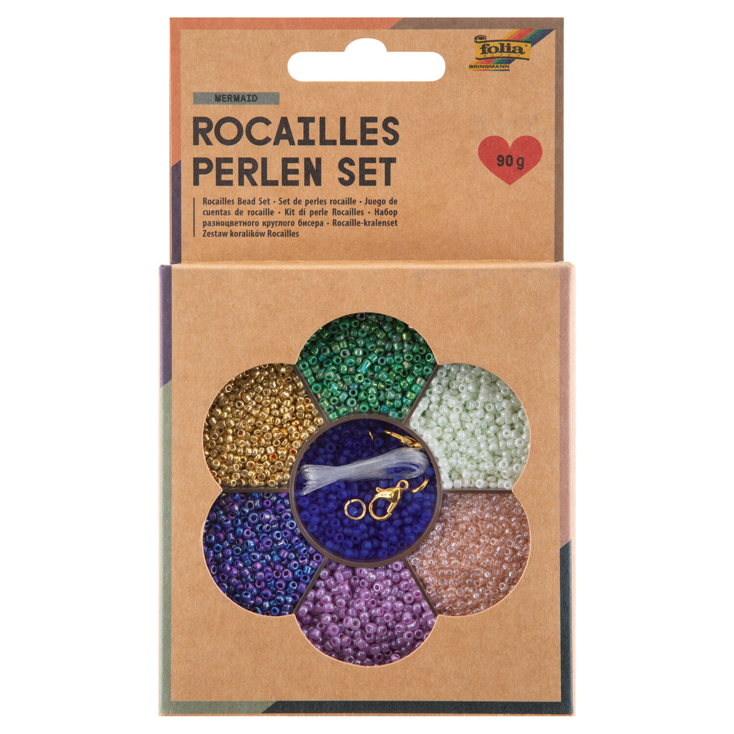NEU Rocailles-Perlen-Set Meerjungfrau, inkl. 90g Perlen, 3x1m Nylonfaden, 3 Verschlsse