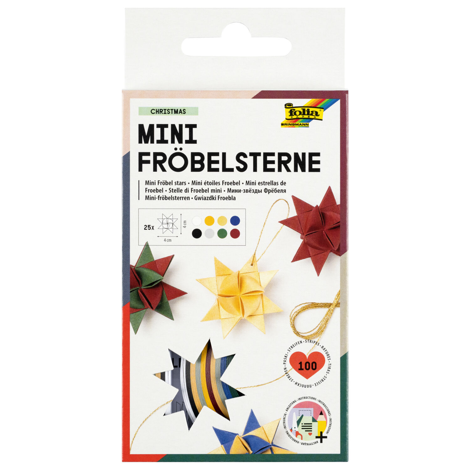 Papierstreifen Frbelsterne Weihnachtsfarben 100St