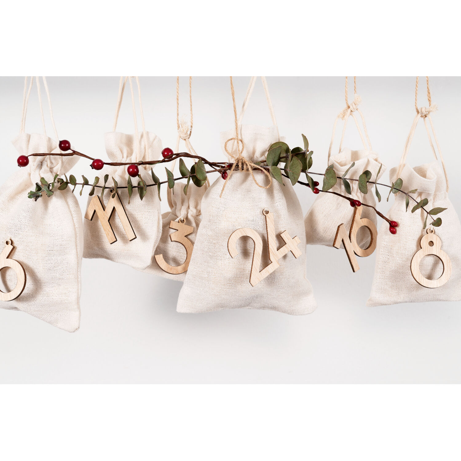 NEU Adventskalender Zahlen ca. 5 cm, Holz/Natur, 1-24 Bild 2