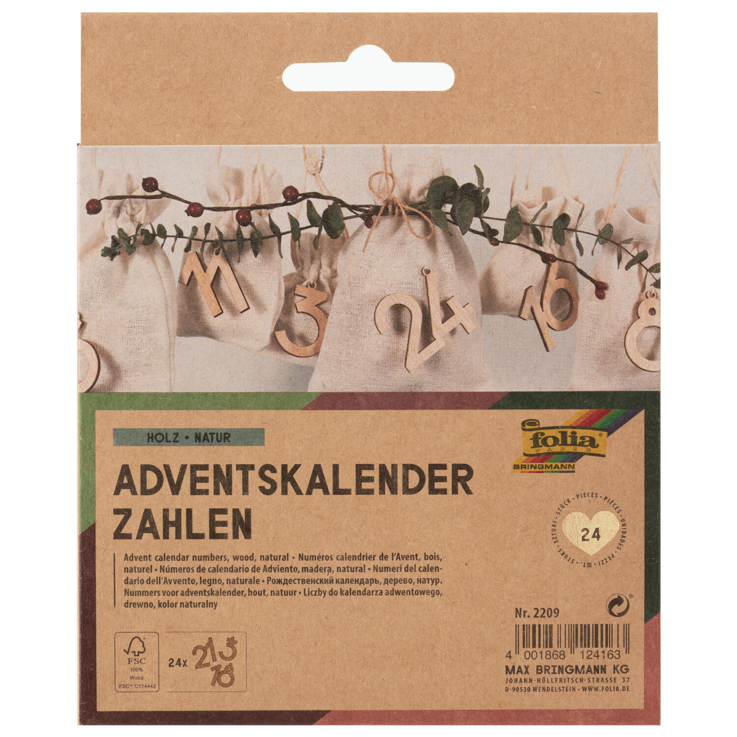 NEU Adventskalender Zahlen ca. 5 cm, Holz/Natur, 1-24 Bild 5