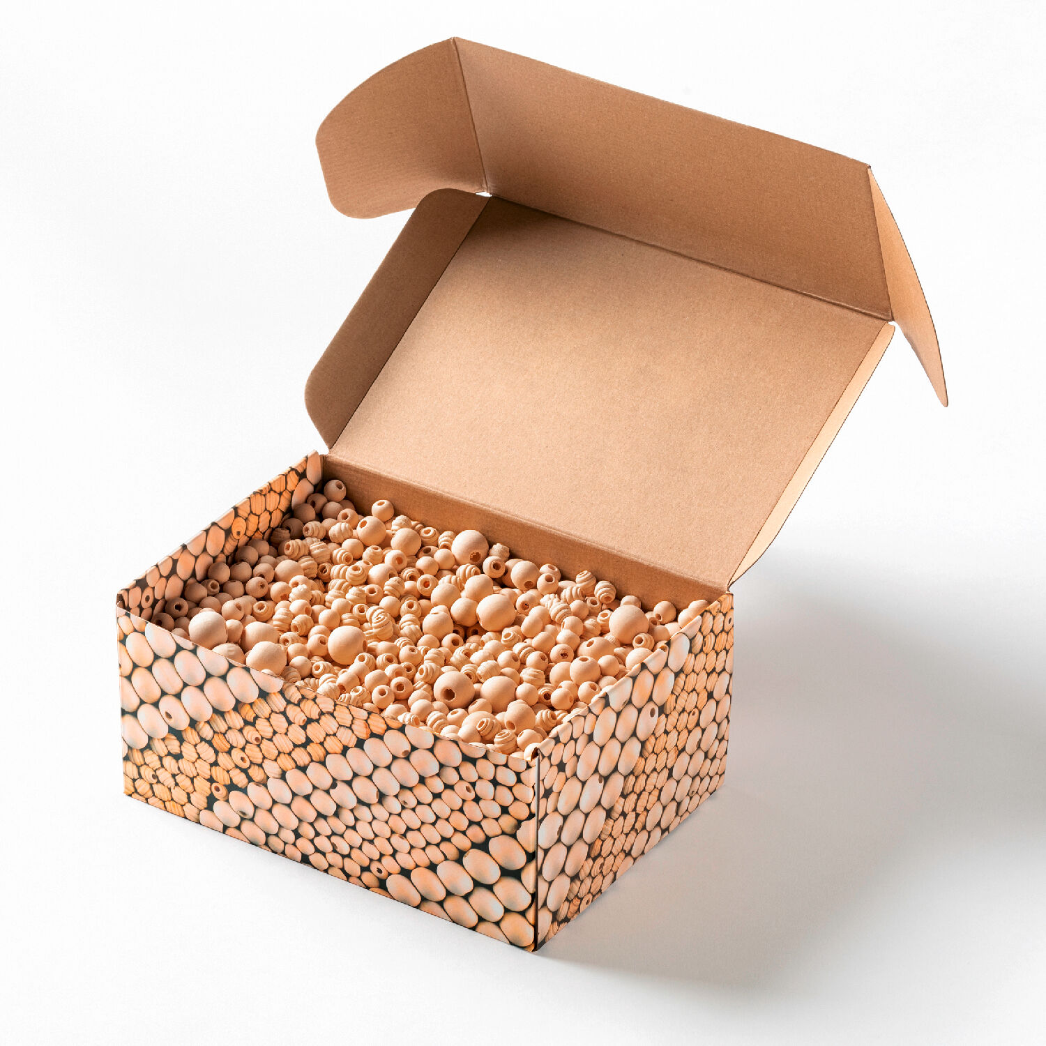 Holzperlen Jumbo Pack Natural, 1 kg, ca. 2200 Perlen, 1-1,8cm Bild 2