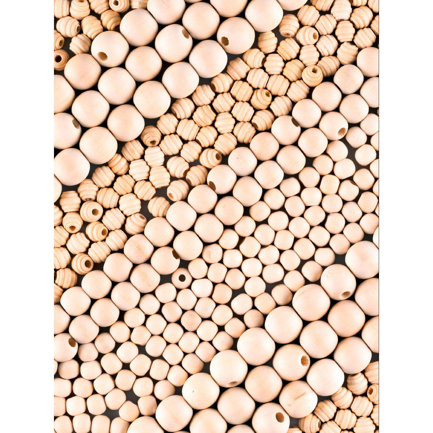 Holzperlen Jumbo Pack Natural, 1 kg, ca. 2200 Perlen, 1-1,8cm Bild 4