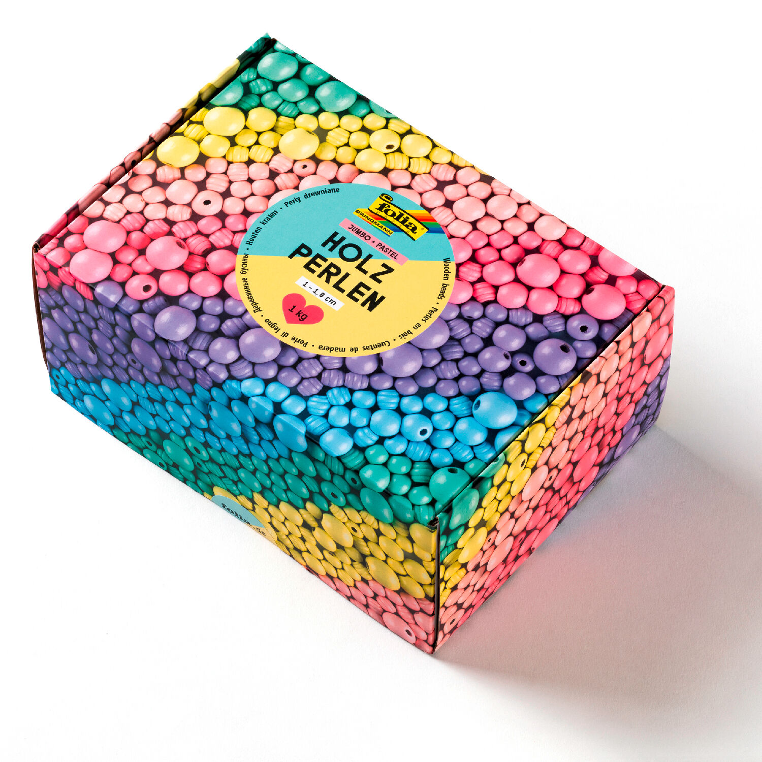 Holzperlen Jumbo Pack Pastell, 1 kg, ca. 2000 Perlen, 1-1,8cm Bild 3
