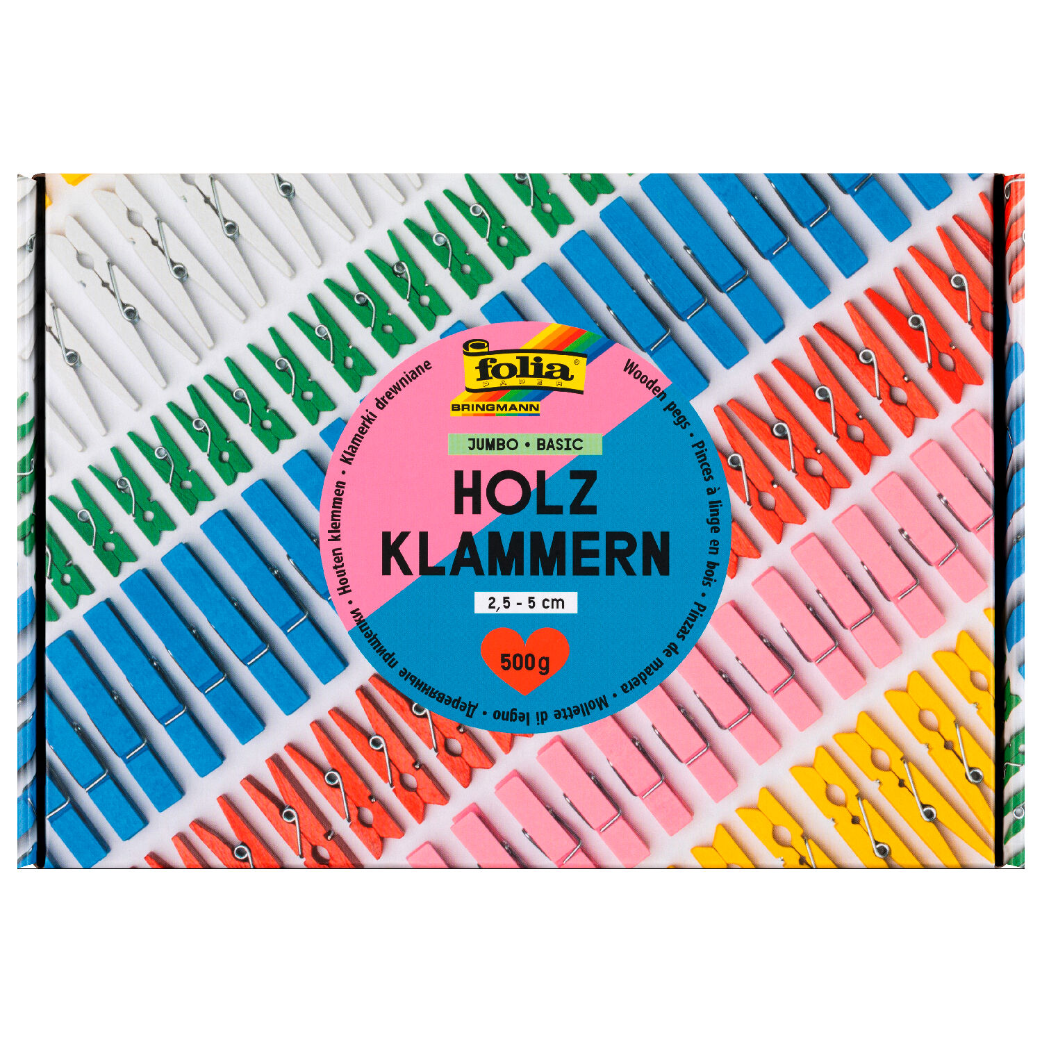 Holzklammern Jumbo Pack Basic, 500g, ca. 400 Klammern, 2,5-5cm