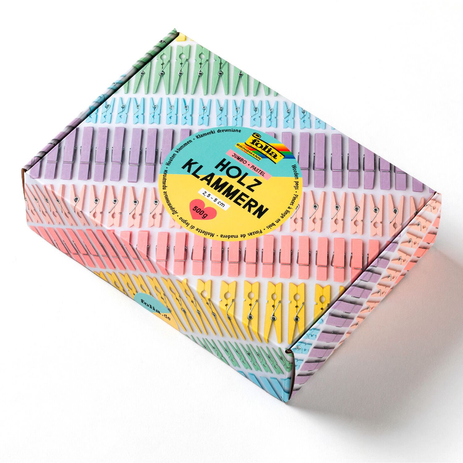 Holzklammern Jumbo Pack Pastell, 500g, ca. 400 Klammern, 2,5-5cm Bild 3