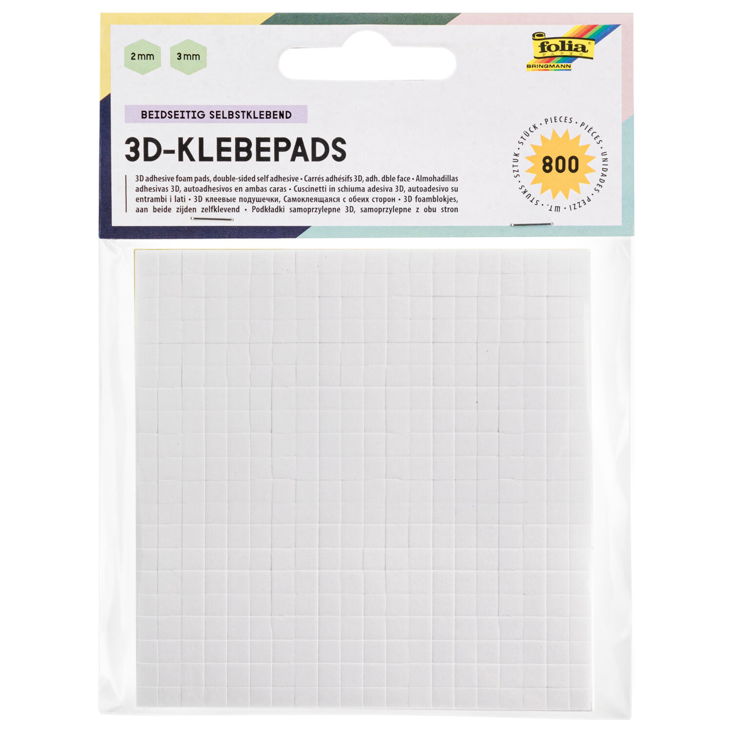 Klebepads fr 3D-Effekte, 5x5mm, 400x2mm + 400x3mm