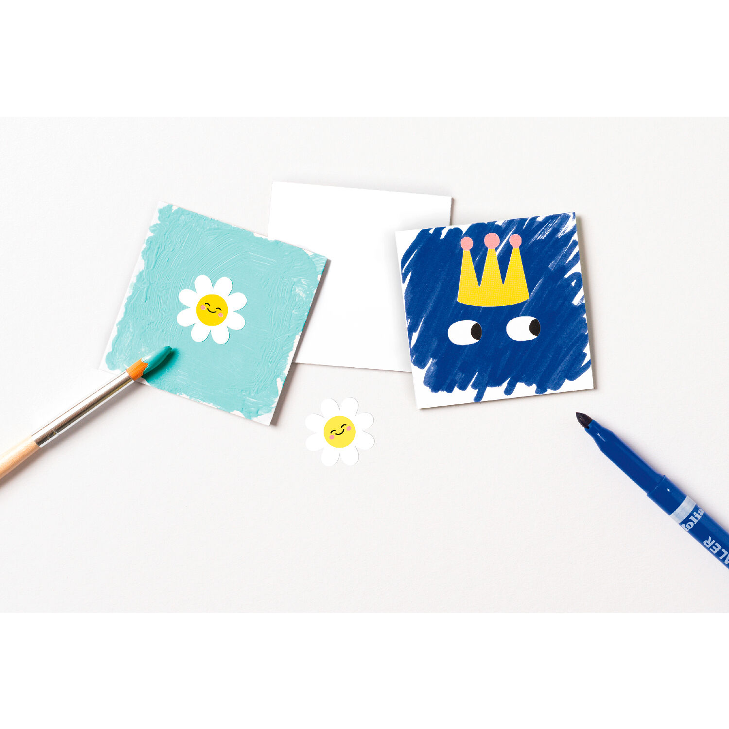 Blanko-Legekarten, 6x6cm, 60 Stck, mit Regenbogen-Rckseite, inklusive 136 Stickern Bild 5