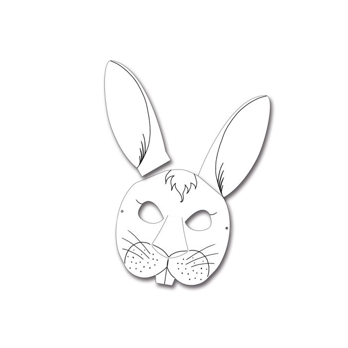 Kindermasken aus Pappe, 6 Stck 'Hase'