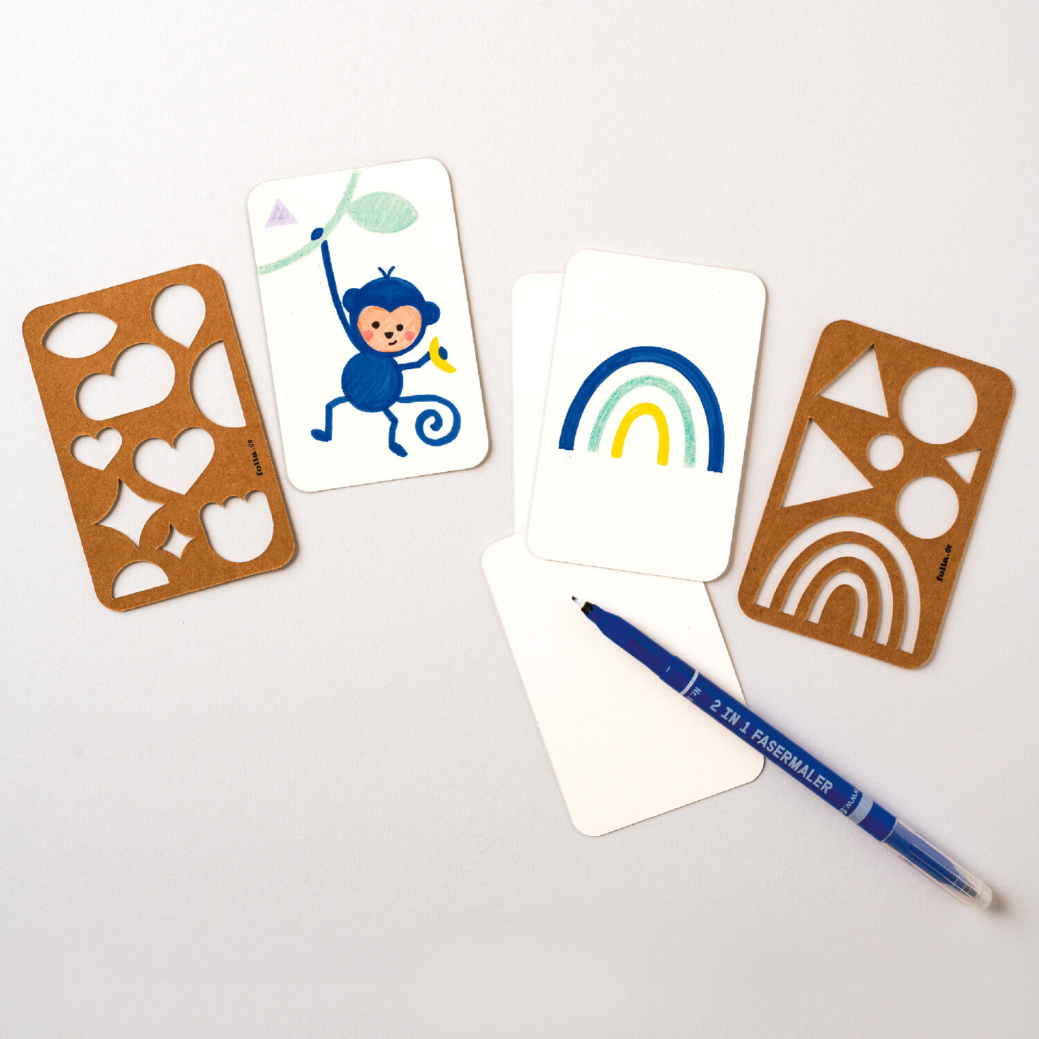 Blanko-Spielkarten, 6,5x10cm, 36 Stck, mit zwei Schablonen Bild 3