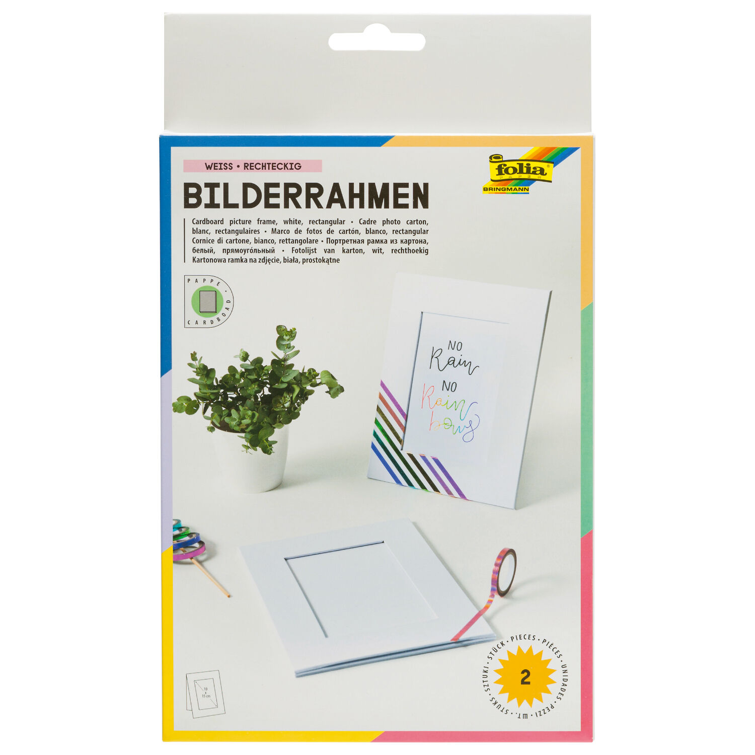 Bilderrahmen aus Pappe, rechteckig, 2 Stk., wei,