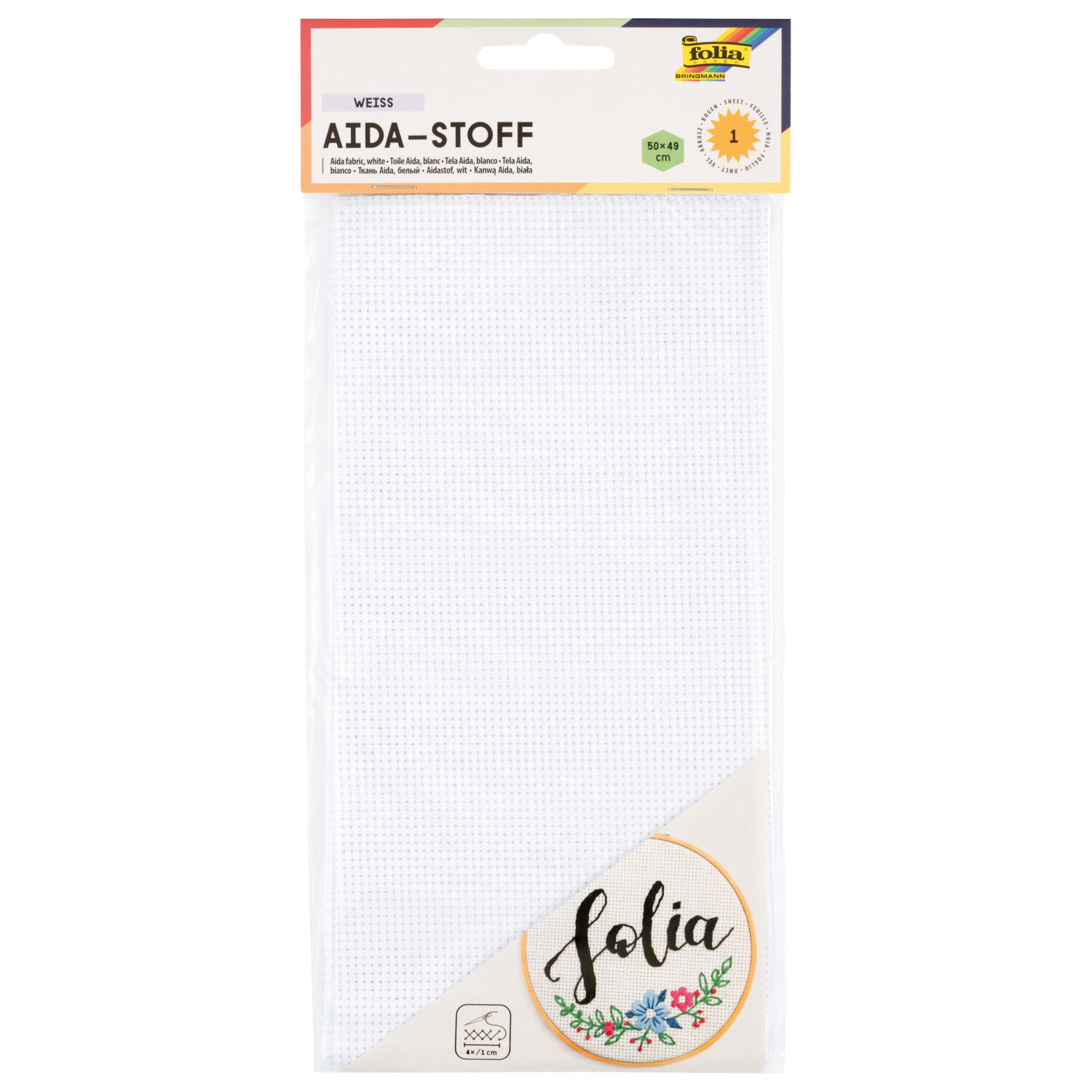 Aida-Stoff zum Sticken, 50x49 cm, 45 Loch