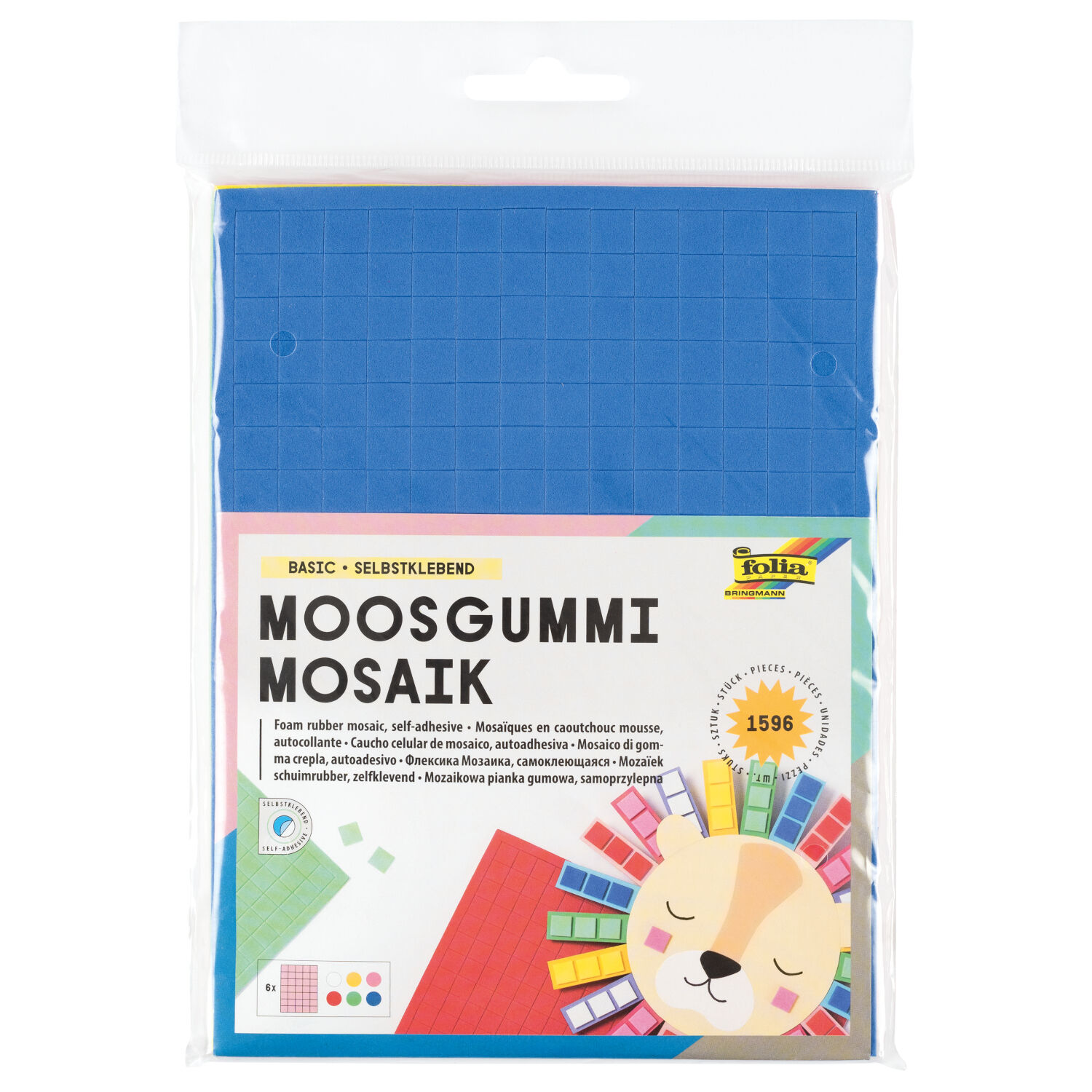 NEU Moosgummi Mosaik Basic, selbstklebend, 1596 Teile in 6 Farben -  Moosgummi PREISHIT Basismaterial Produkte 