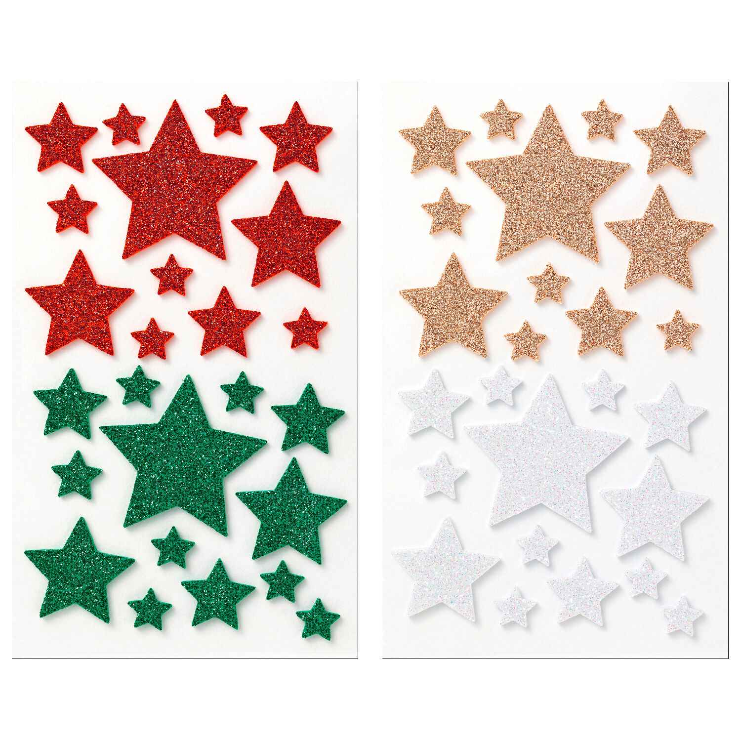 Moosgummi Glitter-Sticker Sterne Weihnachten, 50 Stck in sortierten Gren und Farben Bild 2