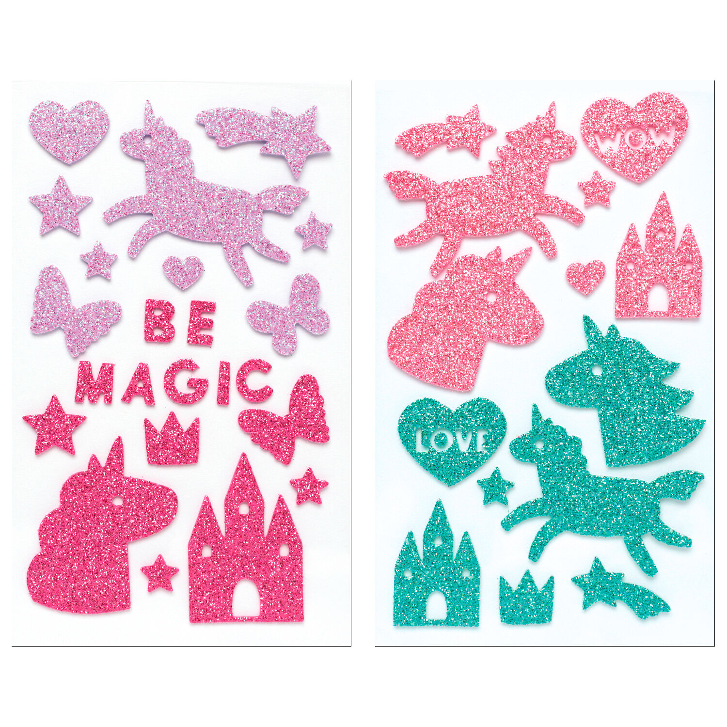 Moosgummi Glitter-Sticker Einhorn, 37 Stck sortiert Bild 2