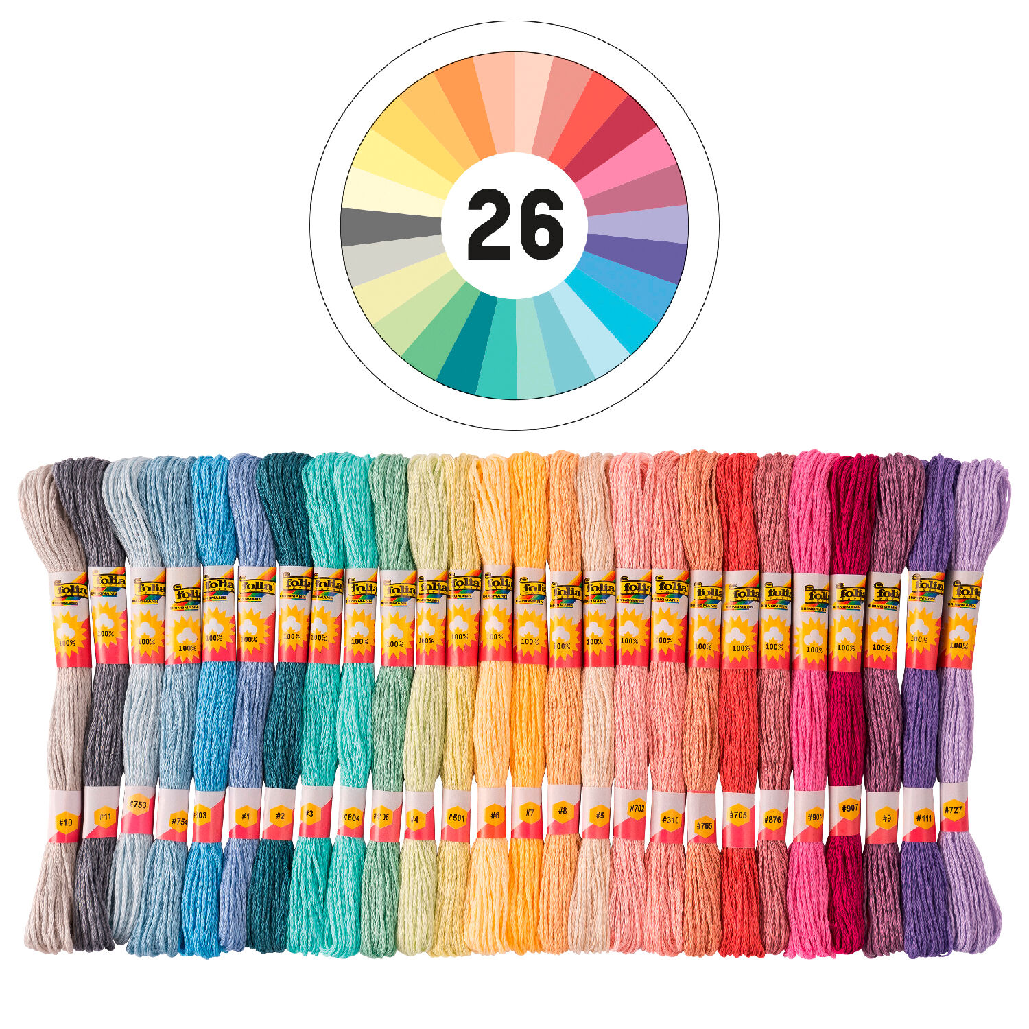Stickgarn-Sortiment Pastell, 52 Docken  8m, in 26 Farben sortiert Bild 3