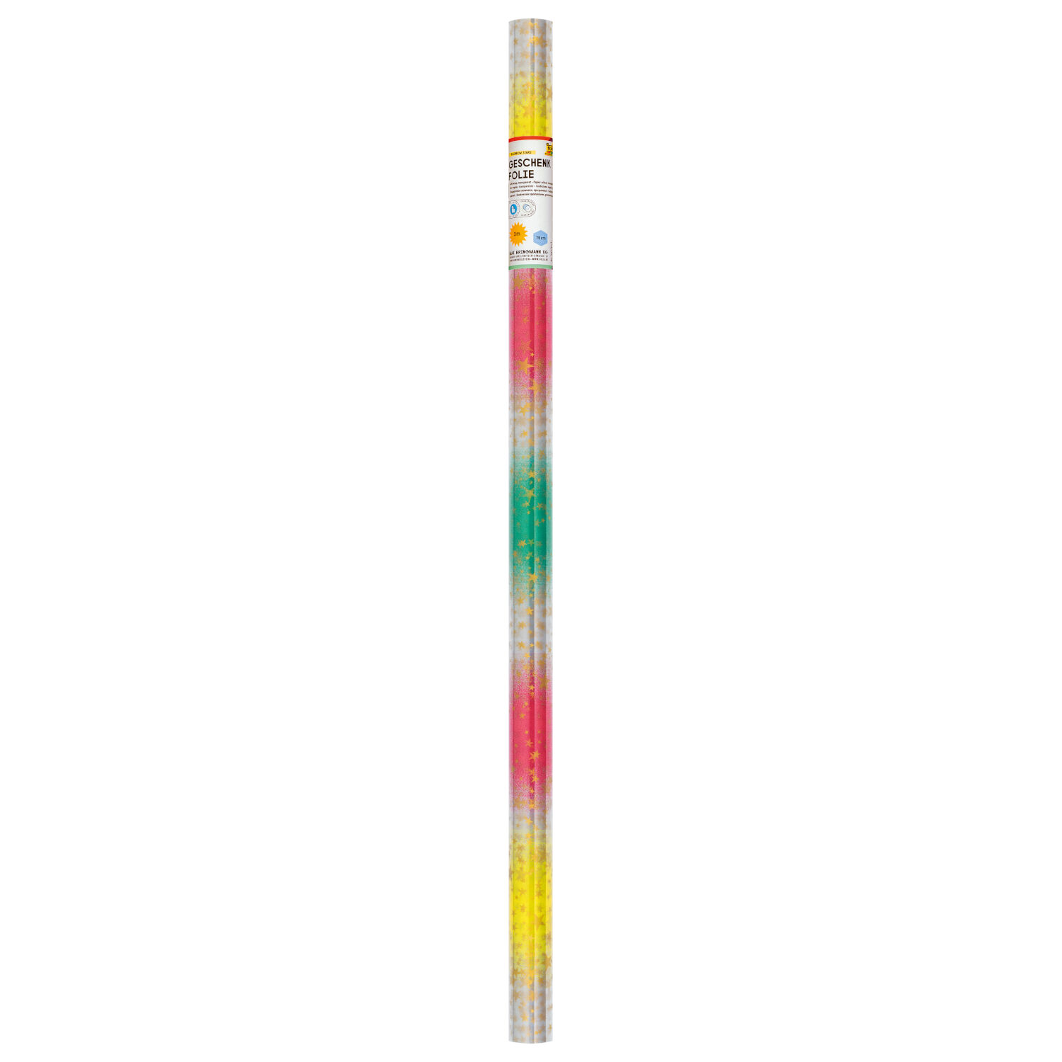 NEU Geschenkfolie Stars Rainbow / Sterne Regenbogen, 75 cm x 3 m