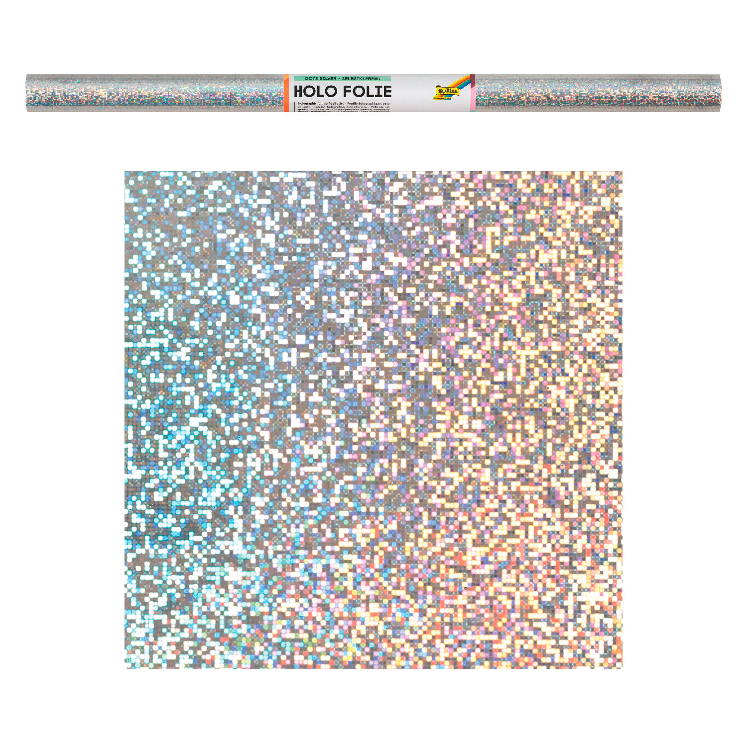 Holographische Folie, Dots silber, 40 x 100cm