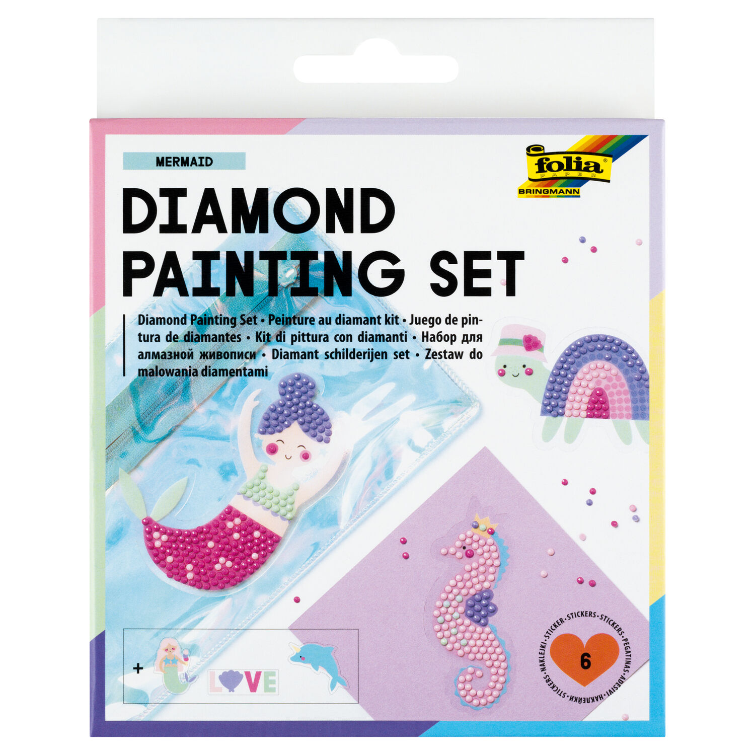 NEU Diamond Painting Set Mermaid, Komplettset fr 6 Sticker, inkl. Zubehr & Anleitung